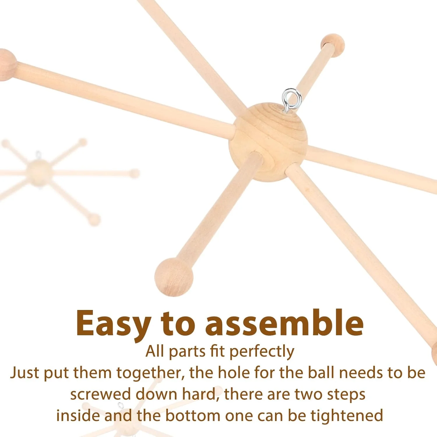 آویز چوبی متحرک شش پایه برای تخت نوزاد، آویز کروی برای آویز بادی و تزئین اسباب بازی تخت