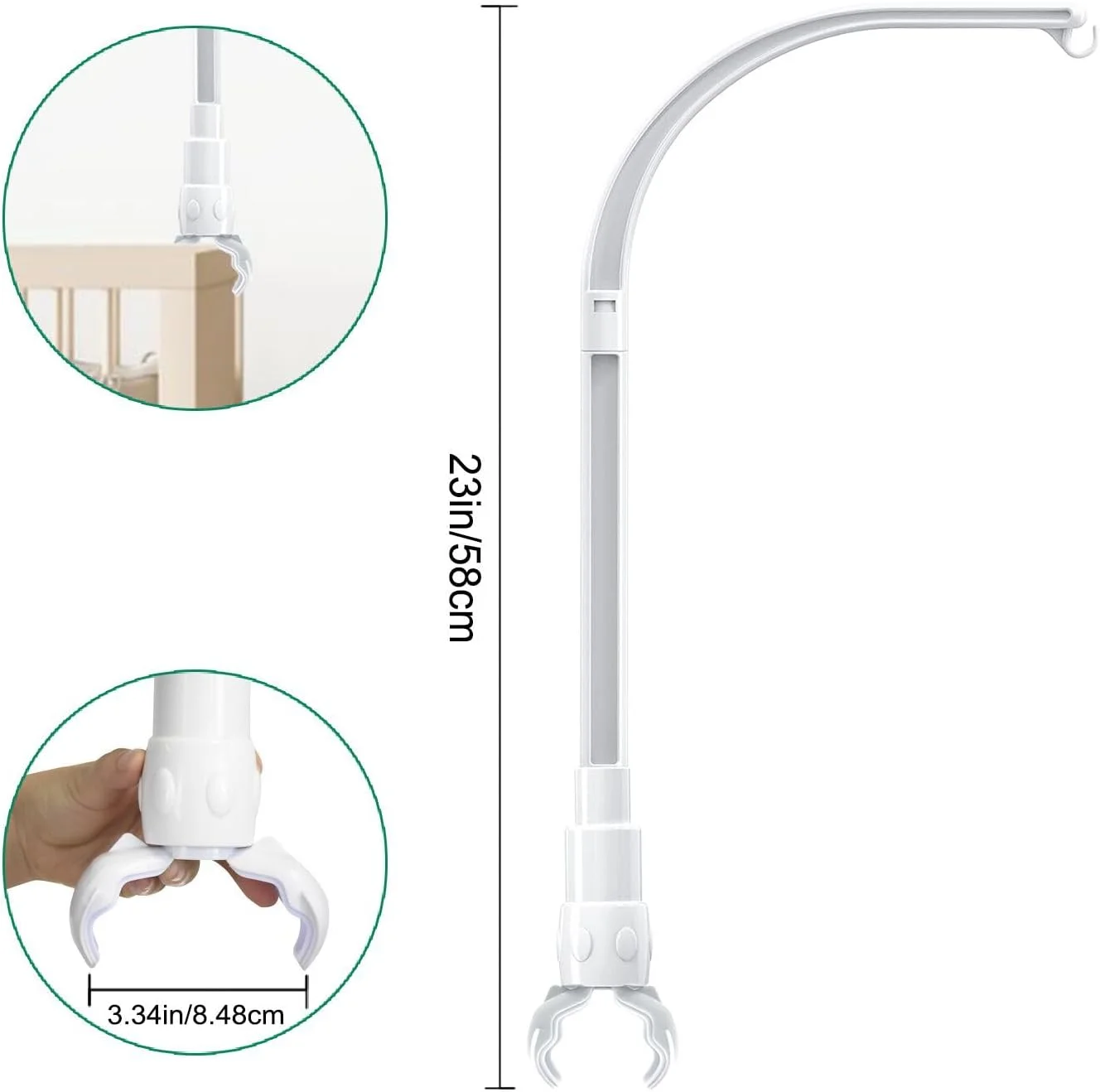 بازوی نگهدارنده آویز تخت نوزاد 58 سانتی متری با گیره قابل تنظیم - مناسب برای تزئینات اسباب بازی (بدون جعبه موزیکال)