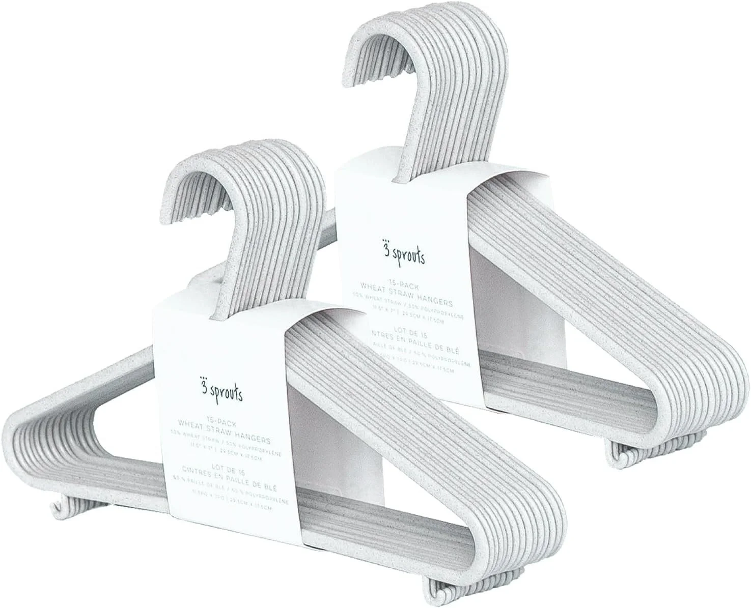 چوب لباسی پلاستیکی نی گندم کودک 3 Sprouts - بسته 30 عددی - خاکستری خالدار