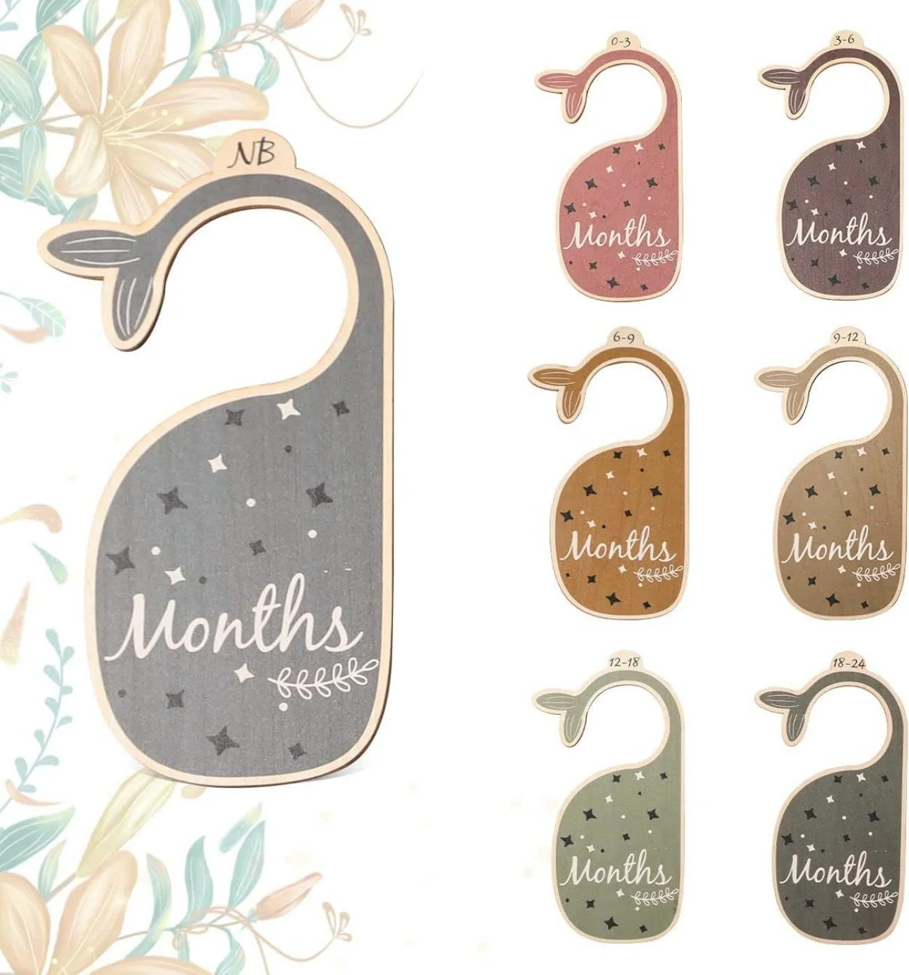 تقسیم کننده های کمد لباس کودک - سازمان دهنده های چوبی یک طرفه زیبا برای لباس های کودک از نوزاد تا 24 ماهگی برای دکوراسیون اتاق کودک