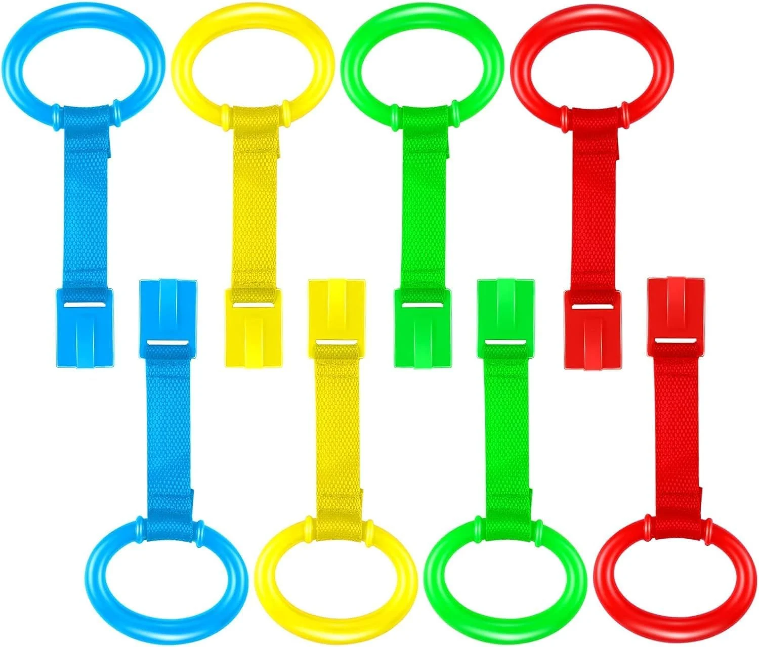 حلقه آویز تخت نوزاد KASTWAVE، حلقه های کمکی تمرین راه رفتن کودک، حلقه ایستادن کنار تخت، حلقه آویز، حلقه های آویز تخت برای پارک بازی، حلقه تخت کودک نوپا، 8 عدد