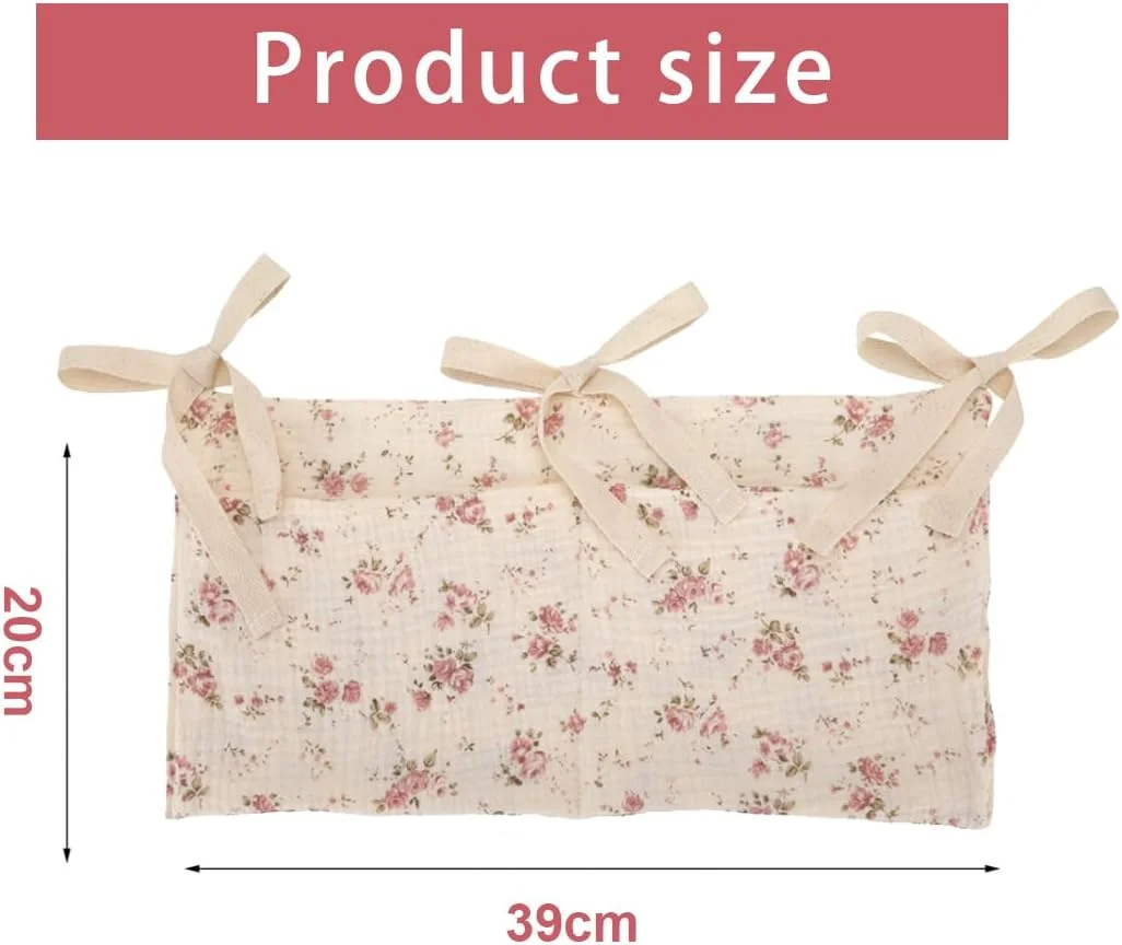 ارگانایزر میز تعویض، ارگانایزر تخت نوزاد، آویز تخت نوزاد، مناسب برای آویزان کردن روی تخت یا میز تعویض (طرح گلدار)