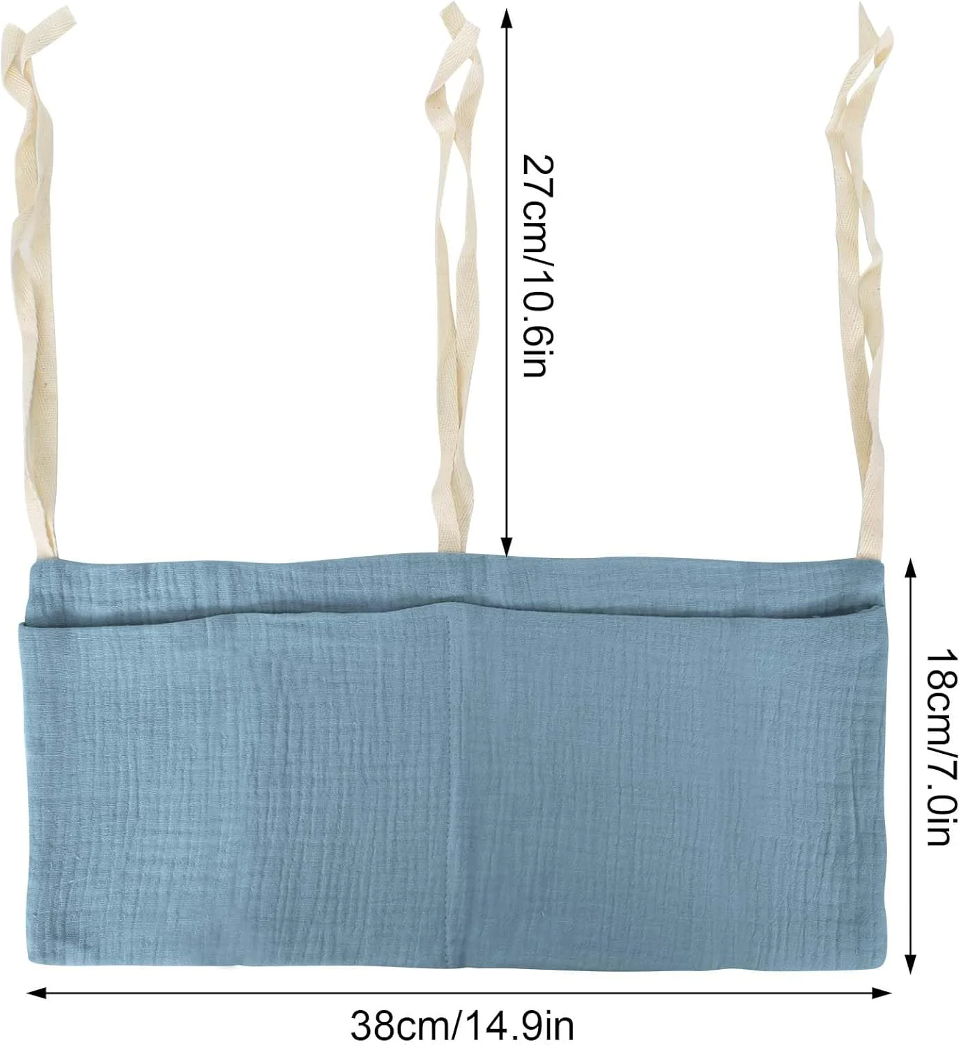 ارگانایزر تخت نوزاد آبی مینیمال با 2 جیب، کیف آویز برای پوشک، لباس، اسباب بازی