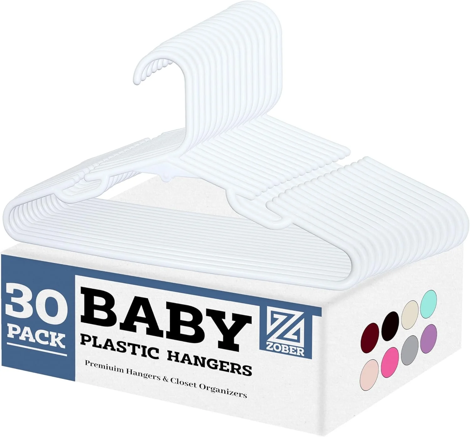 چوب لباسی پلاستیکی کودک زوبر، چوب لباسی بچه گانه، ضد لغزش | صرفه جویی در فضا | بادوام و باریک، چوب لباسی سبک وزن کودکانه | برای پیراهن، شلوار، لباس | تحمل وزن تا 2.5 کیلوگرم (سفید، بسته 30 عددی)