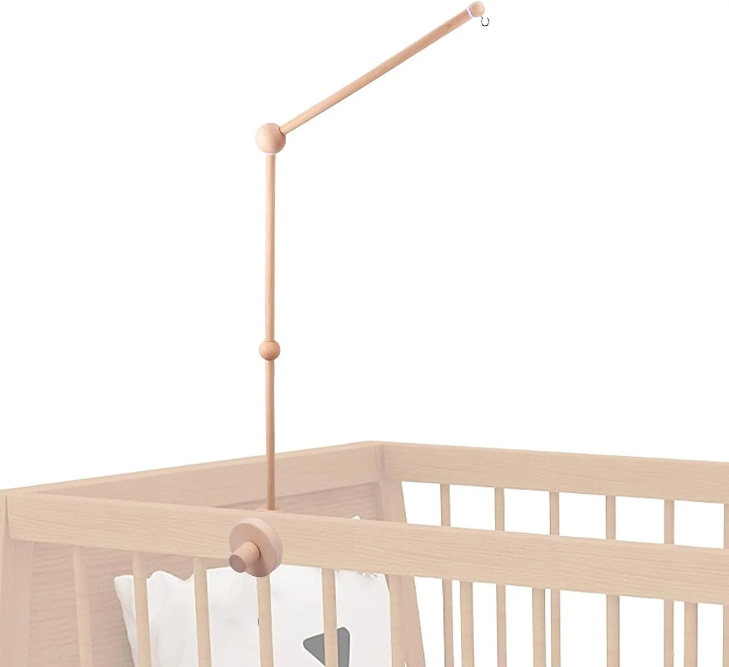 بازوی آویز تخت نوزاد چوبی با قابلیت چرخش 360 درجه و ارتفاع قابل تنظیم، آویز تخت نوزاد، پایه آویز برای آویزان کردن زنگ تخت و تزئین اتاق کودک