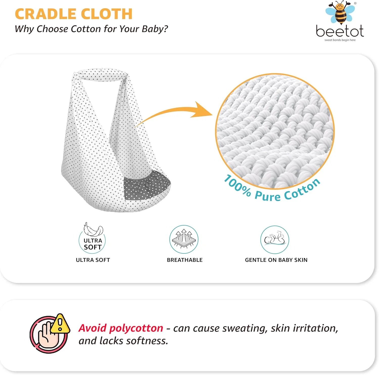 ست گهواره نوزاد / تاب (پارچه تخت، پالنا، دولنا) | گهواره آویز با تخت خواب جداشدنی، پشه بند، فنر، آویز مثلثی | تا 15 کیلوگرم | طرح پیش فرض - MELANCHI DOT-15983