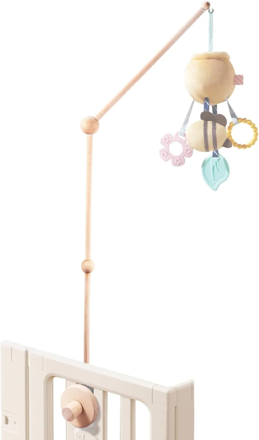 نگهدارنده آویز تخت نوزاد، بازوی آویز چوبی با قابلیت چرخش 360 درجه، نگهدارنده زنگ تخت نوزاد با اتصال ضد لغزش، بازوی آویز تخت برای تختخواب ها، لوازم جانبی دکوراسیون اتاق کودک