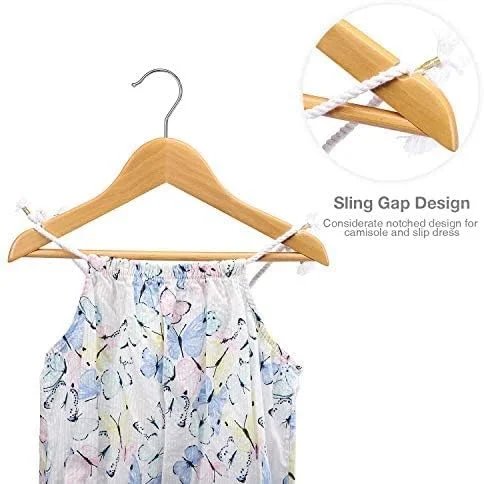 چوب لباسی چوبی ممتاز لباس کودک HOUSE DAY - بسته 10 عددی، قلاب چرخان 360 درجه، چوب لباسی بادوام کودک، طبیعی