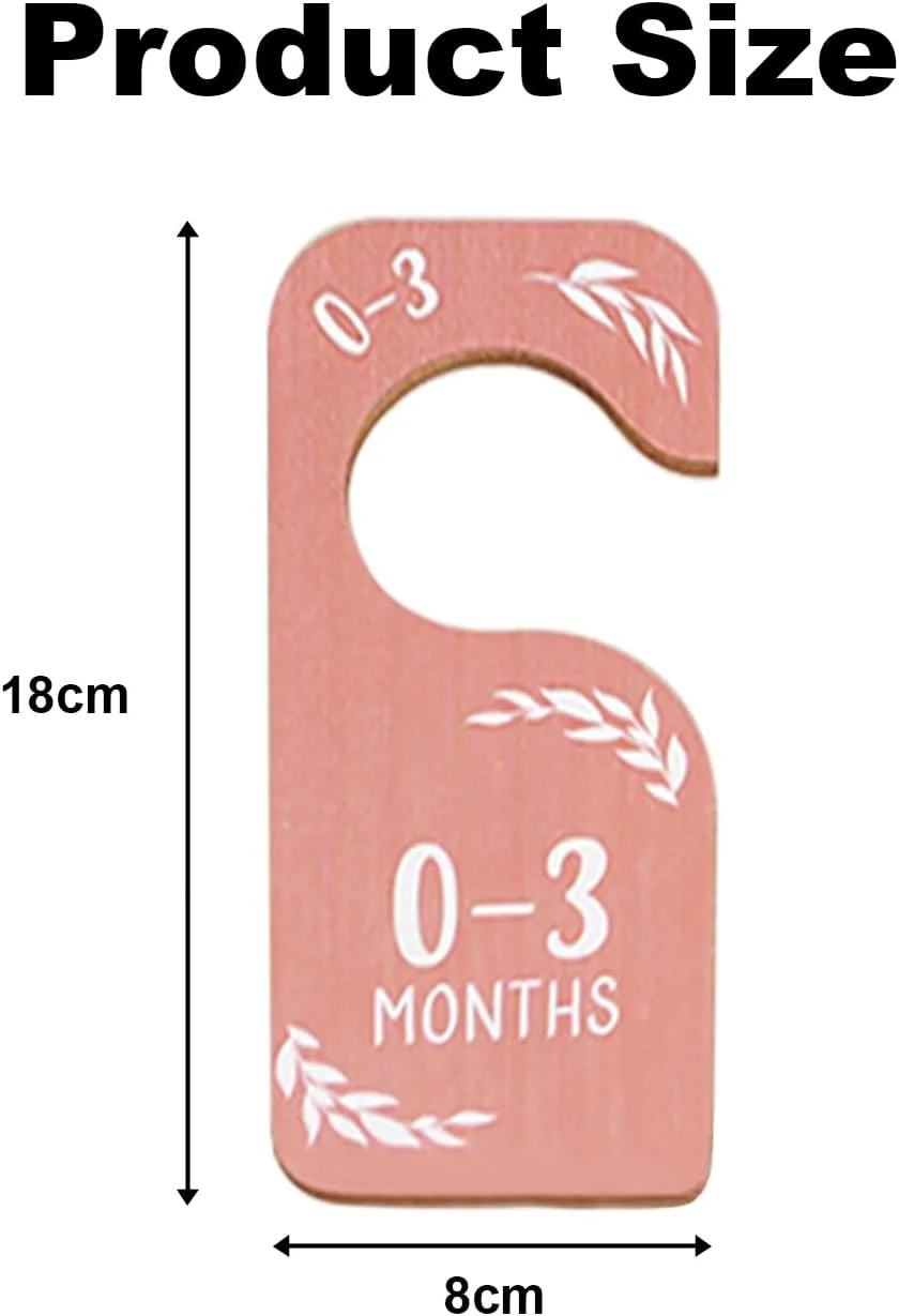 8 تکه جداکننده کمد لباس کودک، سازمان دهنده لباس چوبی دوست داشتنی دو طرفه برای کمد، سازمان دهنده آویز سایز لباس کودک از نوزادی تا 24 ماهگی، جداکننده های آویز، برای دکوراسیون اتاق کودک