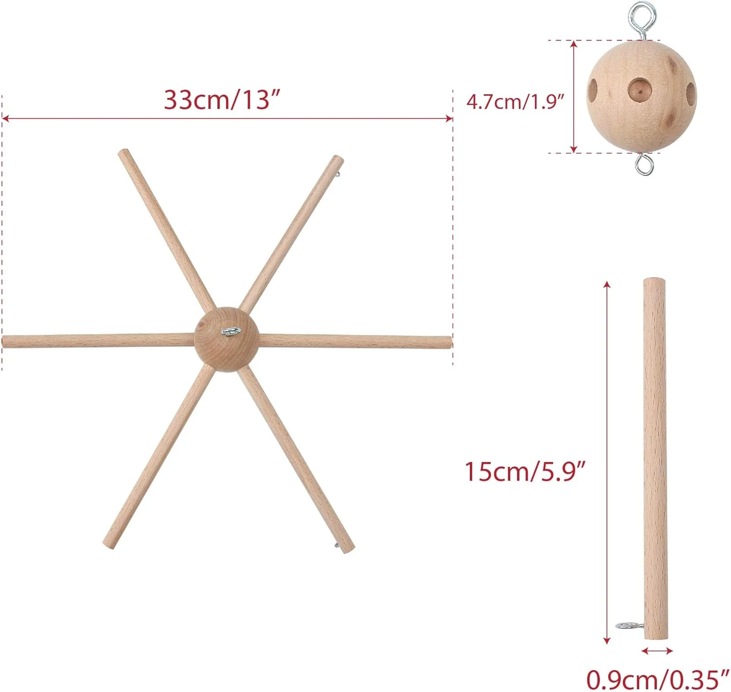 کیت موبایل کودک DIY، آویز قاب آویز برای تخت نوزاد، تجهیزات زنگ بادی چوبی طبیعی تزئینی برای اتاق خواب خانه نوزاد پسر دختر، کاردستی، اسباب بازی، لوازم جانبی دکوری، N