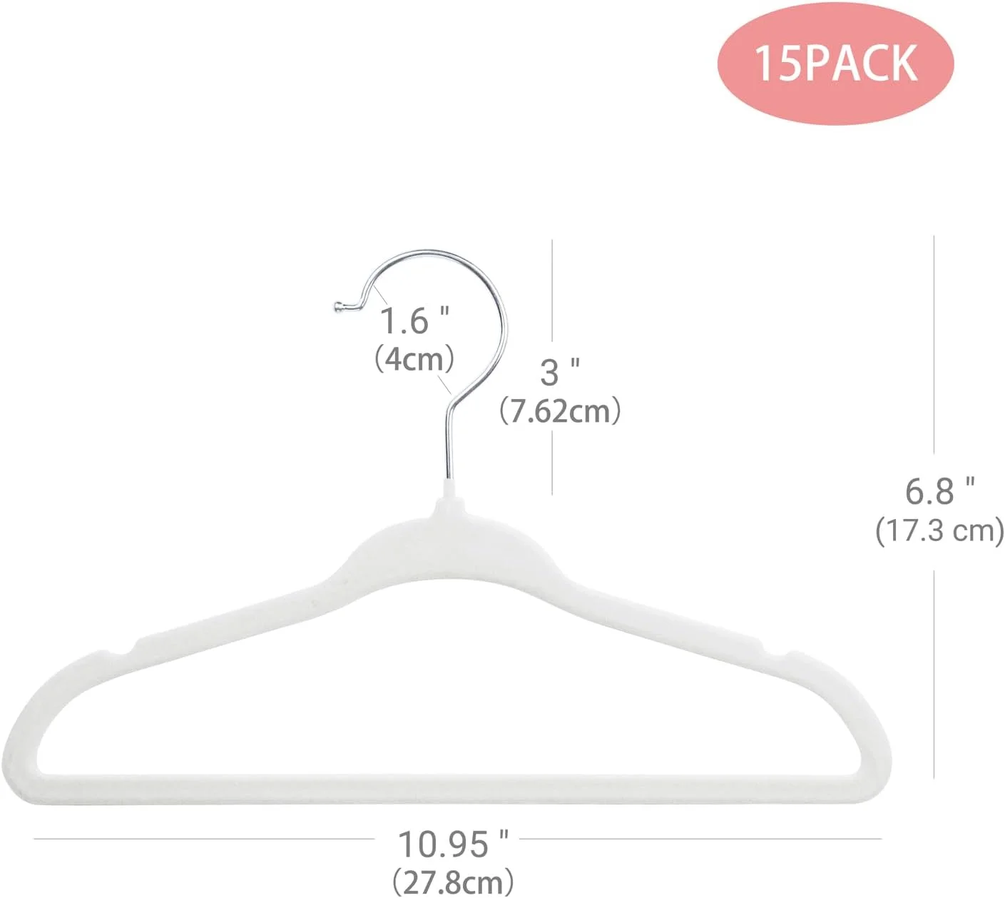 چوب لباسی مخملی کودک ManGotree، چوب لباسی نوزاد و کودک نوپا، چوب لباسی ضد لغزش کودک، چوب لباسی فوق العاده باریک صرفه جویی در فضا، چوب لباسی لباس محکم 15 عددی (سفید)