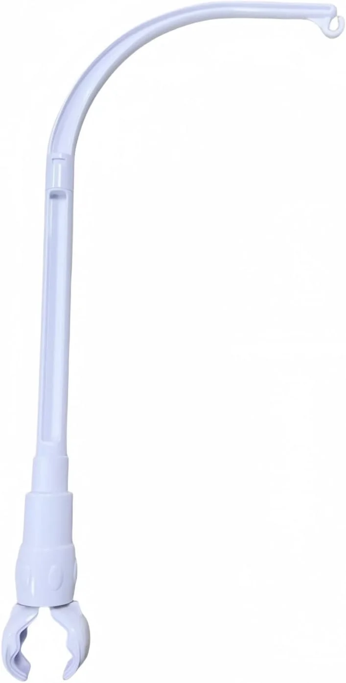 پایه بازوی نگهدارنده آویز تخت نوزاد 58 سانتی متری، قسمت چنگکی با قابلیت تنظیم عرض، مناسب برای تزئینات اسباب بازی، سفید
