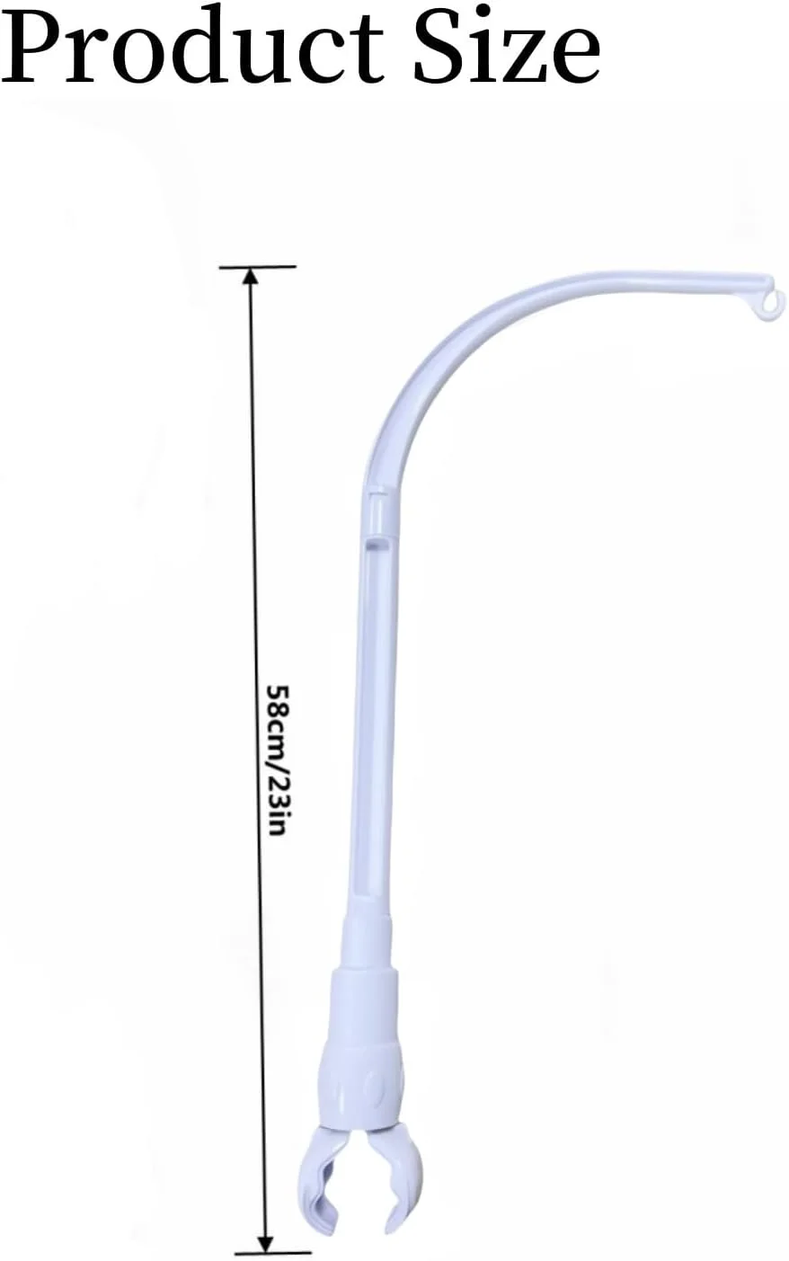 پایه بازوی نگهدارنده آویز تخت نوزاد 58 سانتی متری، قسمت چنگکی با قابلیت تنظیم عرض، مناسب برای تزئینات اسباب بازی، سفید