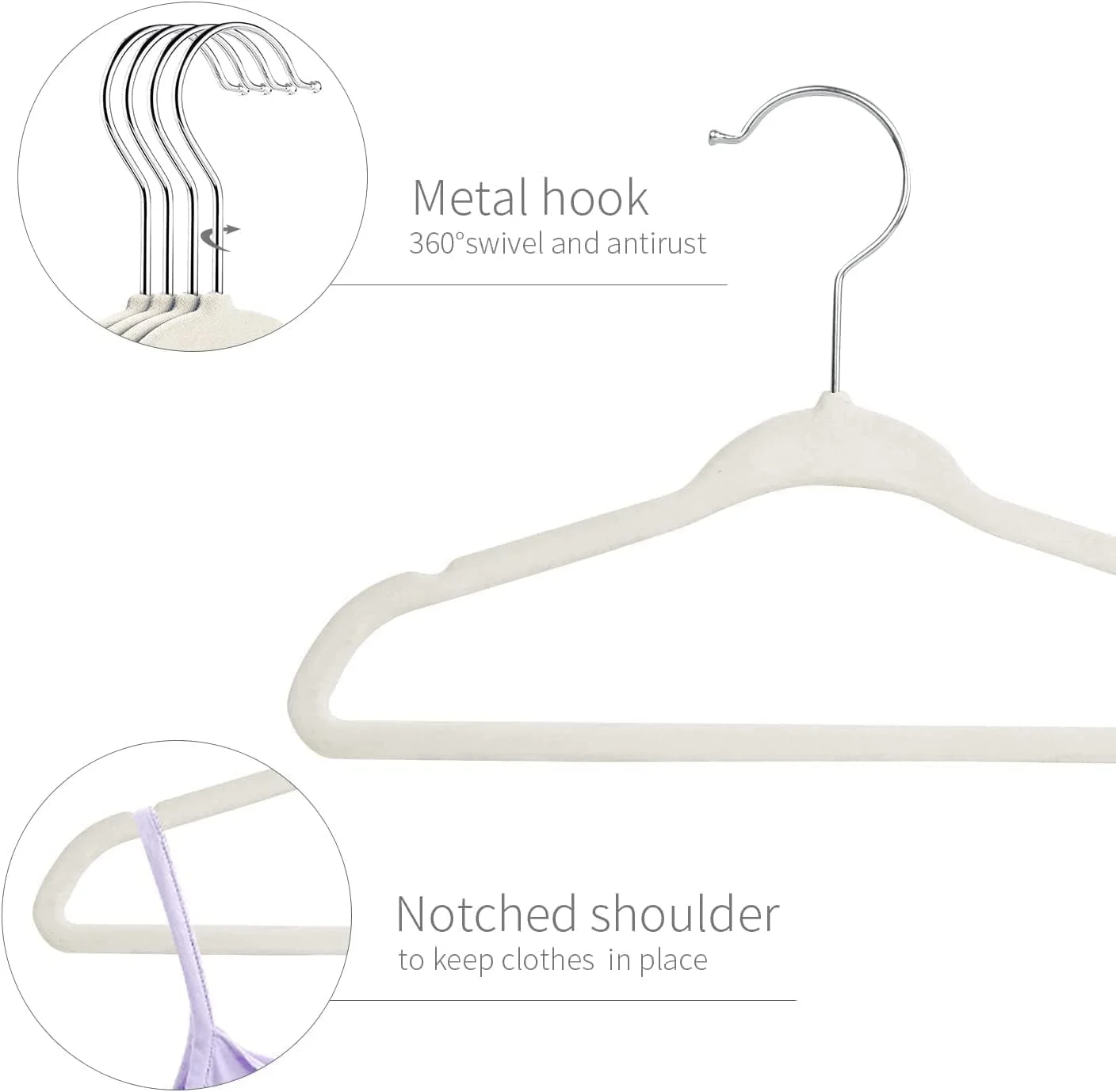 آویز لباس مخملی کودک ManGotree بسته 10 عددی (28 سانتی متر)، آویز لباس نوزاد و کودک نوپا، آویز لباس ضد لغزش کودک، آویز لباس فوق العاده باریک و صرفه جویی در فضا، آویز لباس بادوام و محکم (بژ)