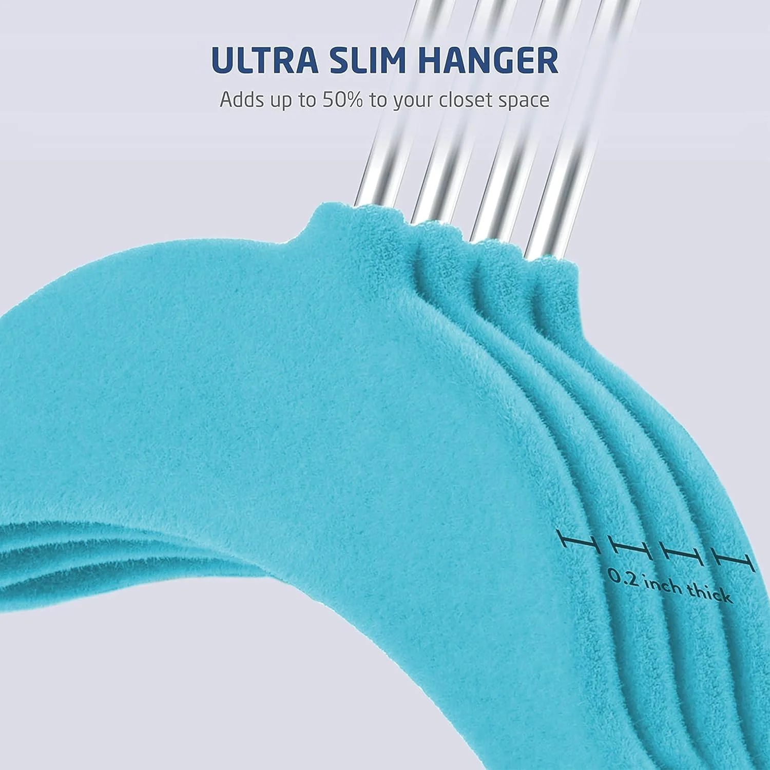 آویز لباس کودک زوبر - قلاب گردان کروم - آویزهای ضد لغزش برای لباس نوزاد و کودک، صرفه جویی در فضا - مجموعه 10 عددی - آبی آسمانی