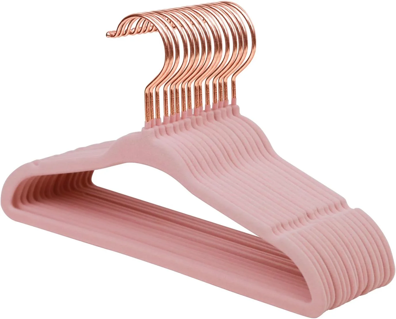 چوب لباسی مخملی کودک ManGotree با قلاب رزگلد، چوب لباسی نوزاد و کودک نوپا، چوب لباسی بچه گانه 27.8 سانتی متری ضد لغزش، فوق العاده نازک و صرفه جویی در فضا، چوب لباسی لباس کودک مقاوم 15 عددی (صورتی روشن)