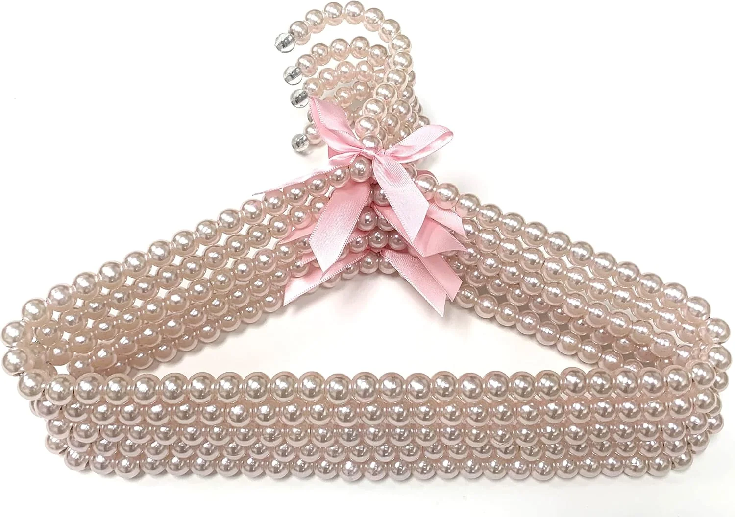 چوب لباسی مرواریدی لباس کودک، مناسب نوزاد، دختر بچه، کودک نوپا، بچه ها، برای لباس های مجلسی، کمد لباس، ایده های هدیه شیک، چوب لباسی فلزی (بسته 5 عددی) صورتی