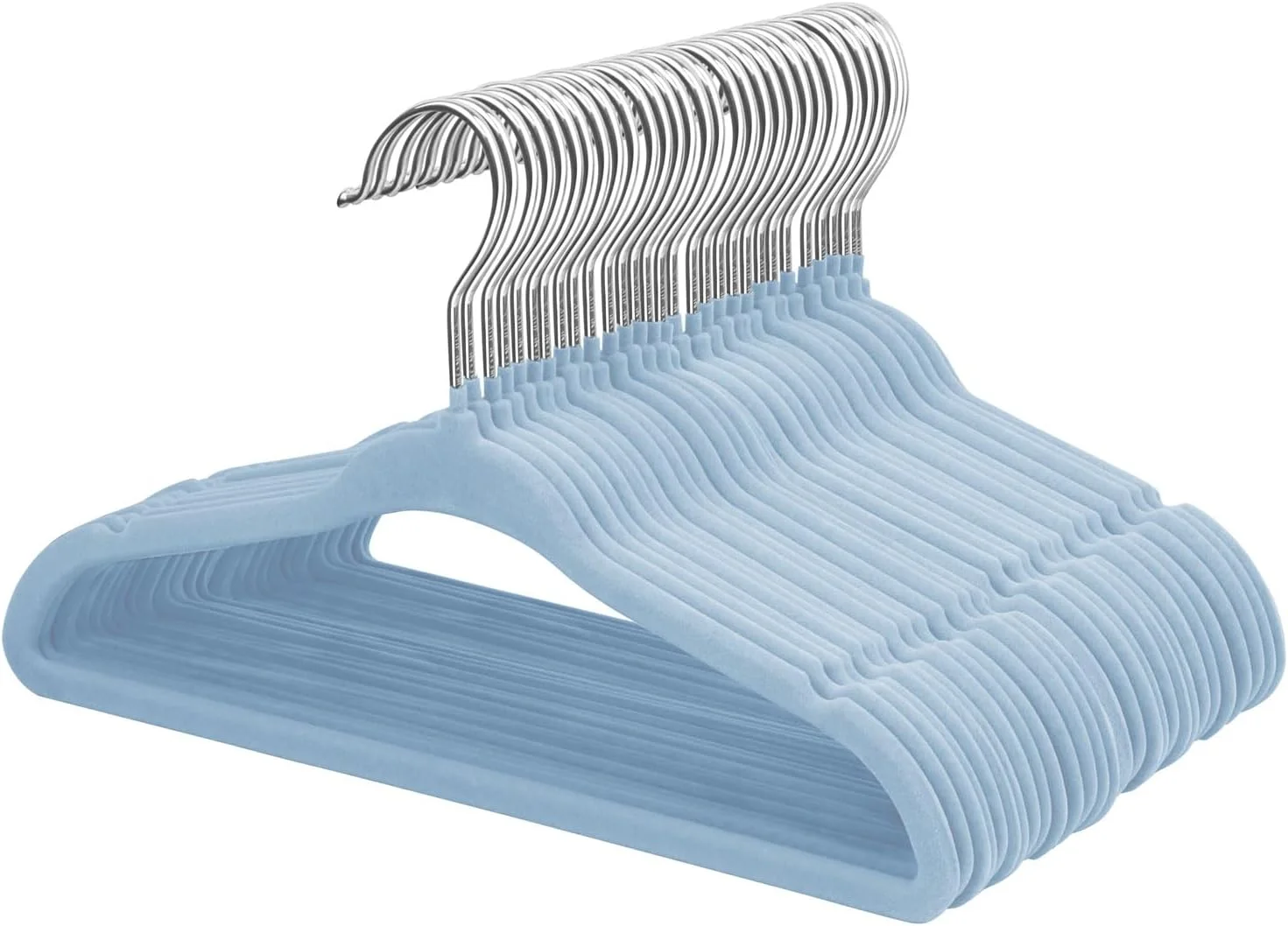چوب لباسی بچه گانه ManGotree، بسته 30 عددی، 28 سانتی متری، مخملی، فوق العاده نازک و ضد لغزش (آبی)