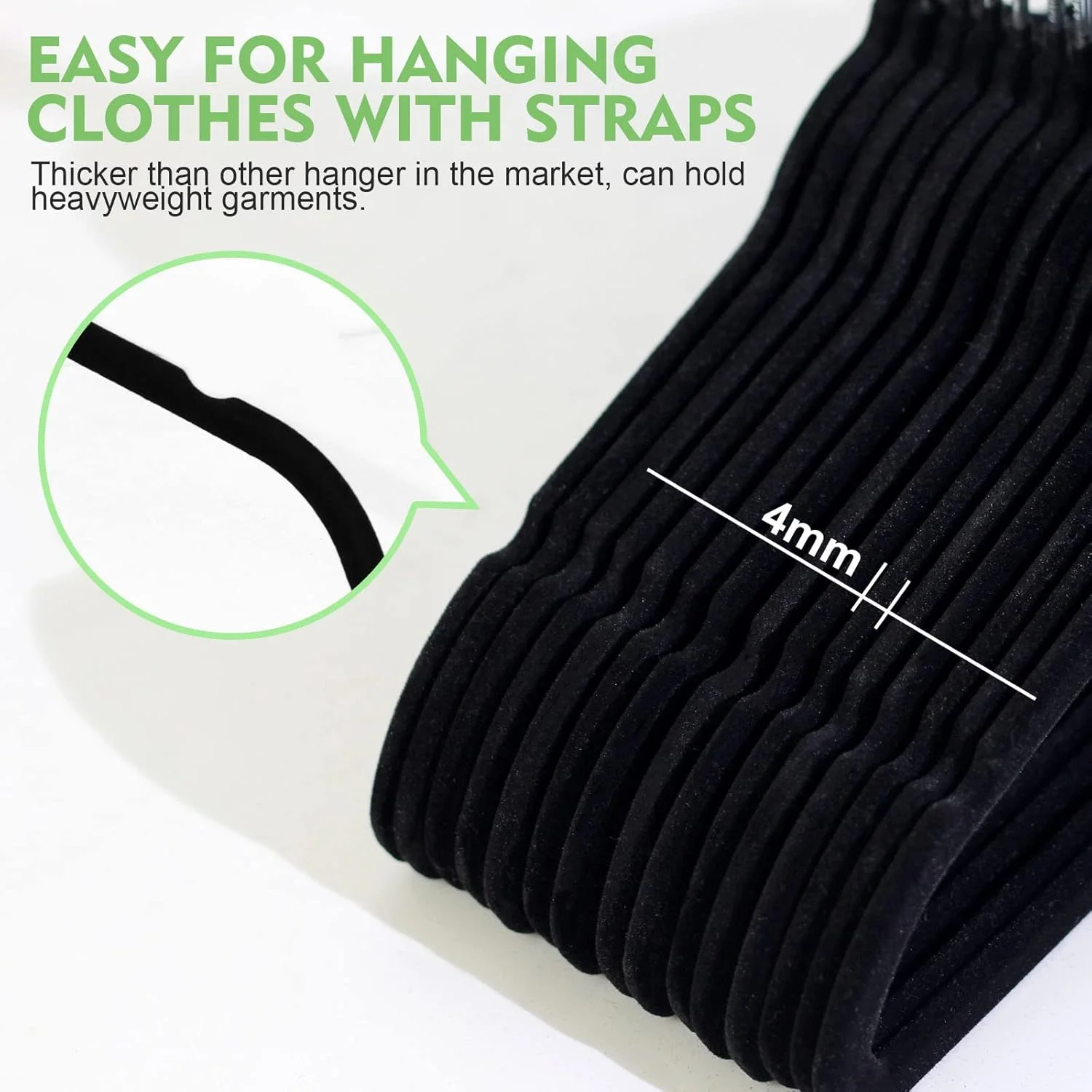 چوب لباسی مخملی بچه گانه SKY-TOUCH، بسته 15 عددی، چوب لباسی لباس کودک با روکش ضد لغزش و قلاب گردان کرومی 360 درجه، صرفه جویی در فضا (مشکی)