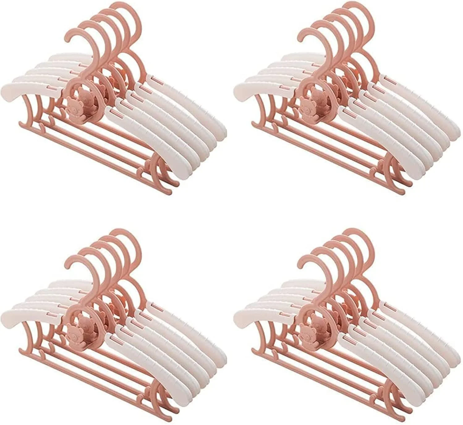 20 عدد چوب لباسی کودک، 28 تا 37 سانتی متر قابل تنظیم، چوب لباسی لباس کودک برای نوزاد، کودک نوپا، کمد کودک، چوب لباسی لباسشویی غیر لغزنده و قابل افزایش (صورتی)
