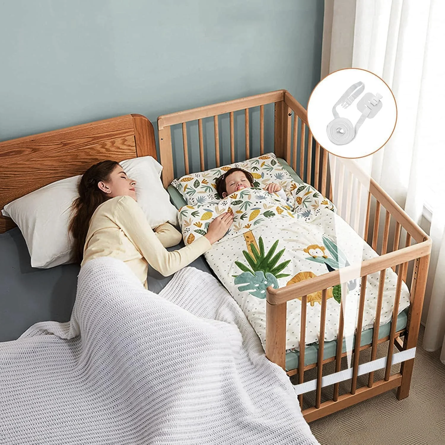 لوازم جانبی تخت نوزاد، بند برای تخت نوزاد، بند برای تخت کنار مادر، اتصال تخت کنار مادر، بند ثابت برای تخت کنار مادر، بند برای اتصال به تخت بزرگسال (6 ماهگی)