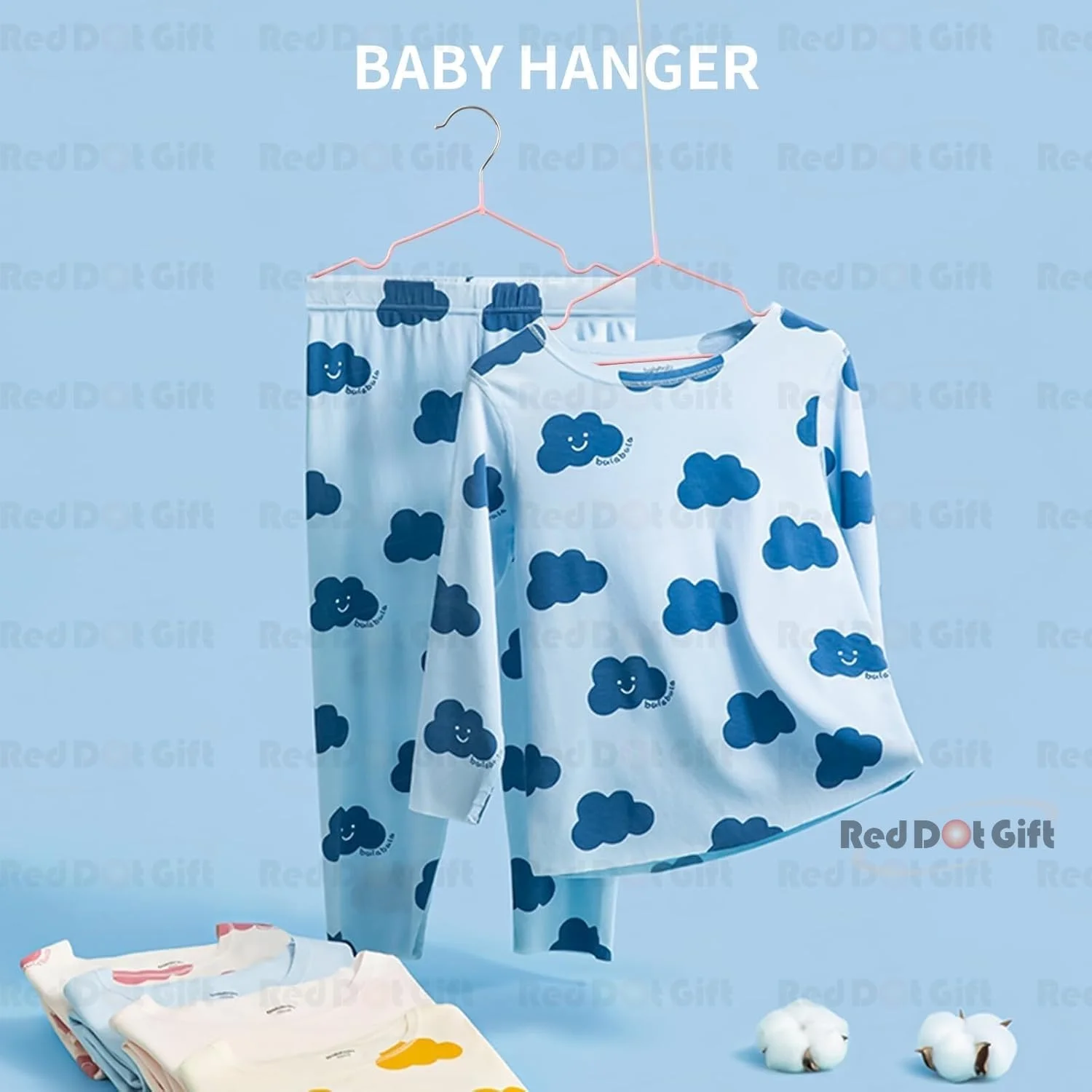 آویز لباس فلزی کودک بسته 10 عددی، 30 سانتی متر، رنگ سفید - آویز لباس کودک، ضد لغزش، مناسب لباس کودکان، صرفه جویی در فضا، روکش لاستیکی