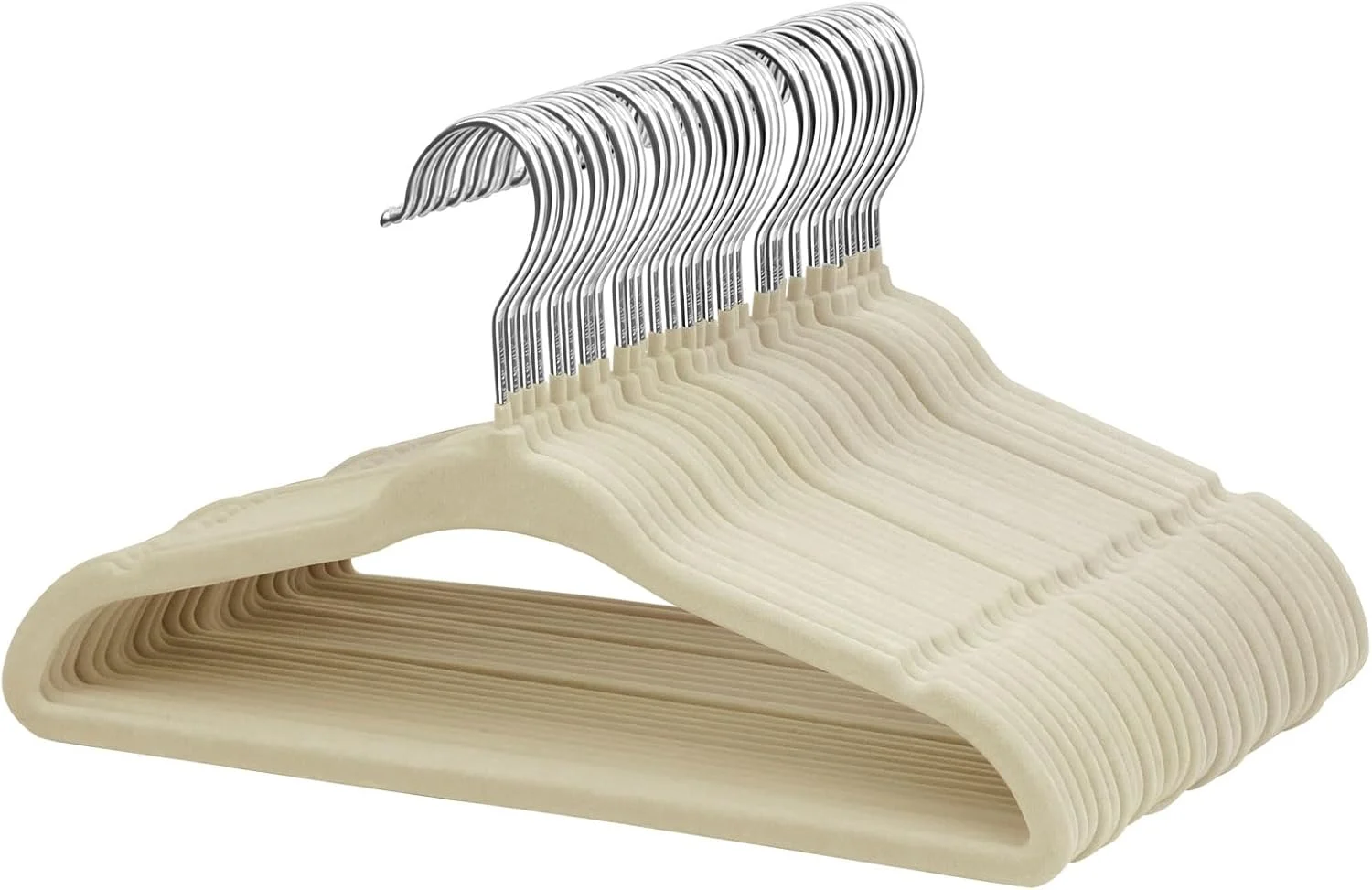 چوب لباسی مخملی کودک ManGotree، چوب لباسی بچه گانه برای صرفه جویی در فضا و ضد لغزش (بسته 30 عددی، بژ)