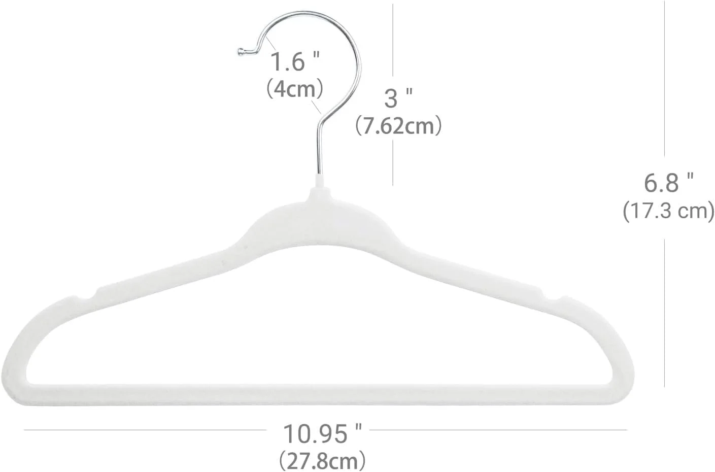 آویز مخملی کودک ManGotree بسته 10 عددی (28 سانتی متر)، آویز لباس نوزاد و کودک نوپا، آویز لباس ضد لغزش کودک، آویز لباس فوق العاده باریک و صرفه جویی در فضا، آویز لباس بادوام و محکم. (سفید)