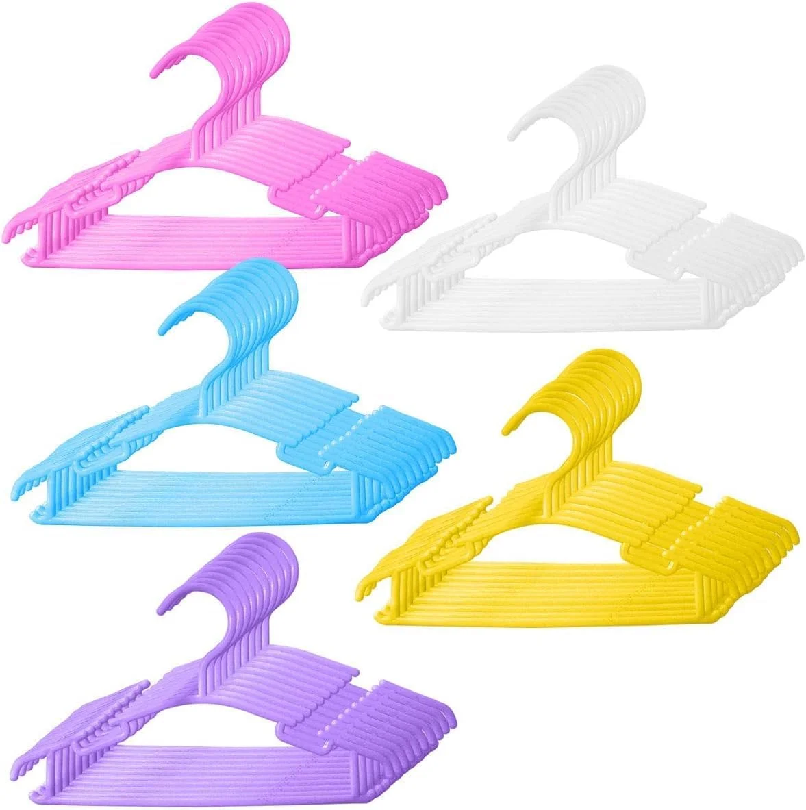 چوب لباسی لباس کودک ضد لغزش، چوب لباسی پلاستیکی اتاق کودک با شانه های دارای شیار برای لباس نوزادان، کودکان نوپا و بچه ها، چوب لباسی کت (30 عدد)