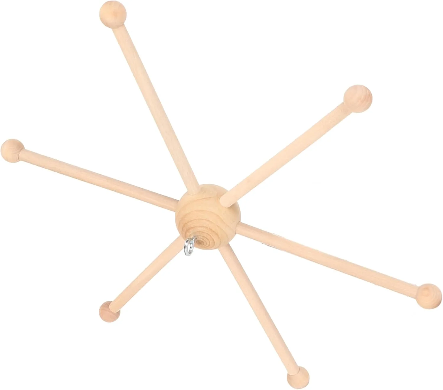 آویز تخت نوزاد با قاب چوبی، آویز موبایل چوبی شش پایه کروی برای تزئین تخت و آویز بادی