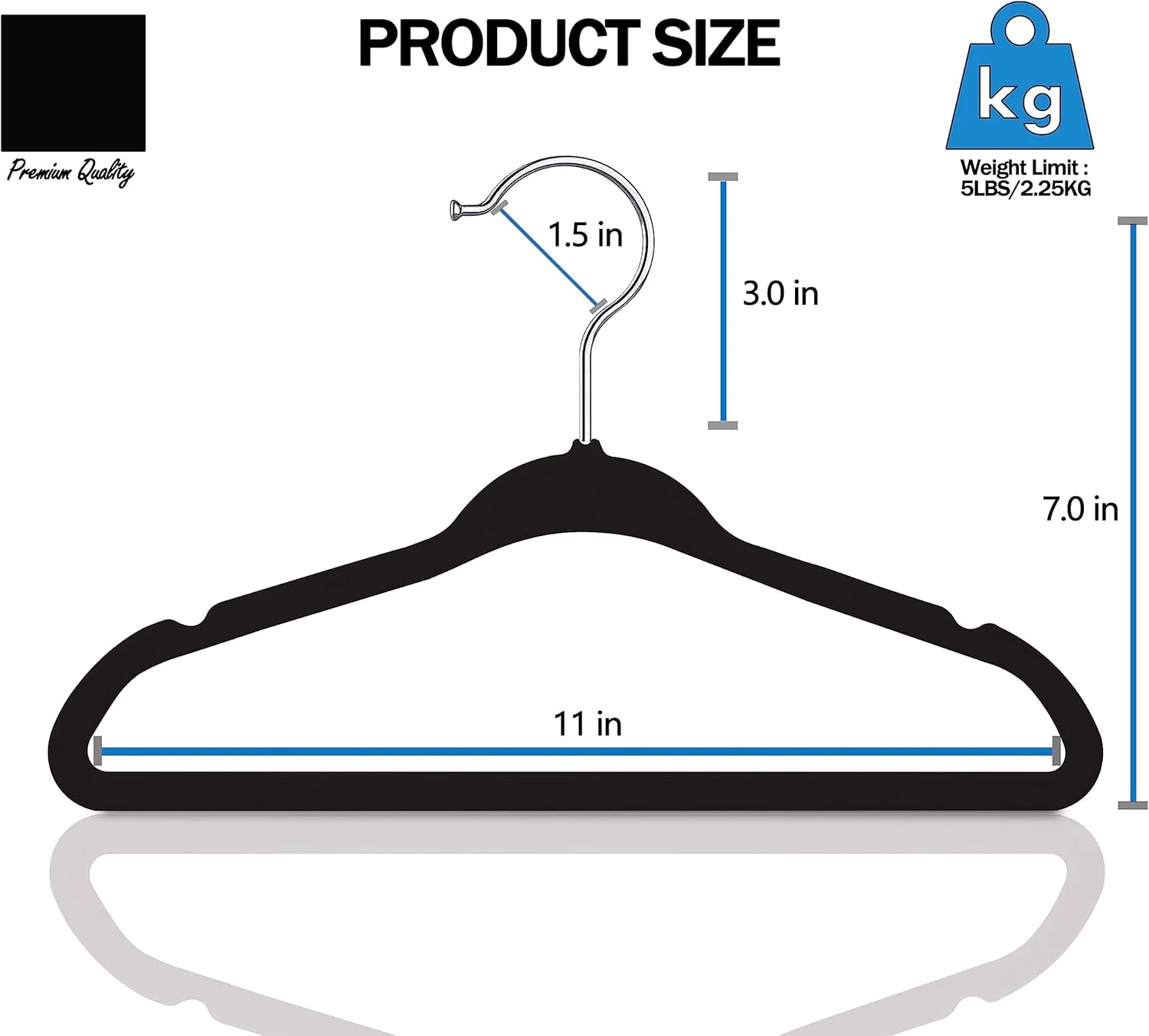 چوب لباسی مخملی کودک GVTECH، [بسته 50 عددی] چوب لباسی بادوام لباس کودک برای کمد - چوب لباسی عالی برای نوزاد، کودک نوپا و بچه ها برای استفاده روزمره، قلاب های 360 درجه ضد لغزش برای پیراهن، شلوار (بسته 50 عددی، مشکی)