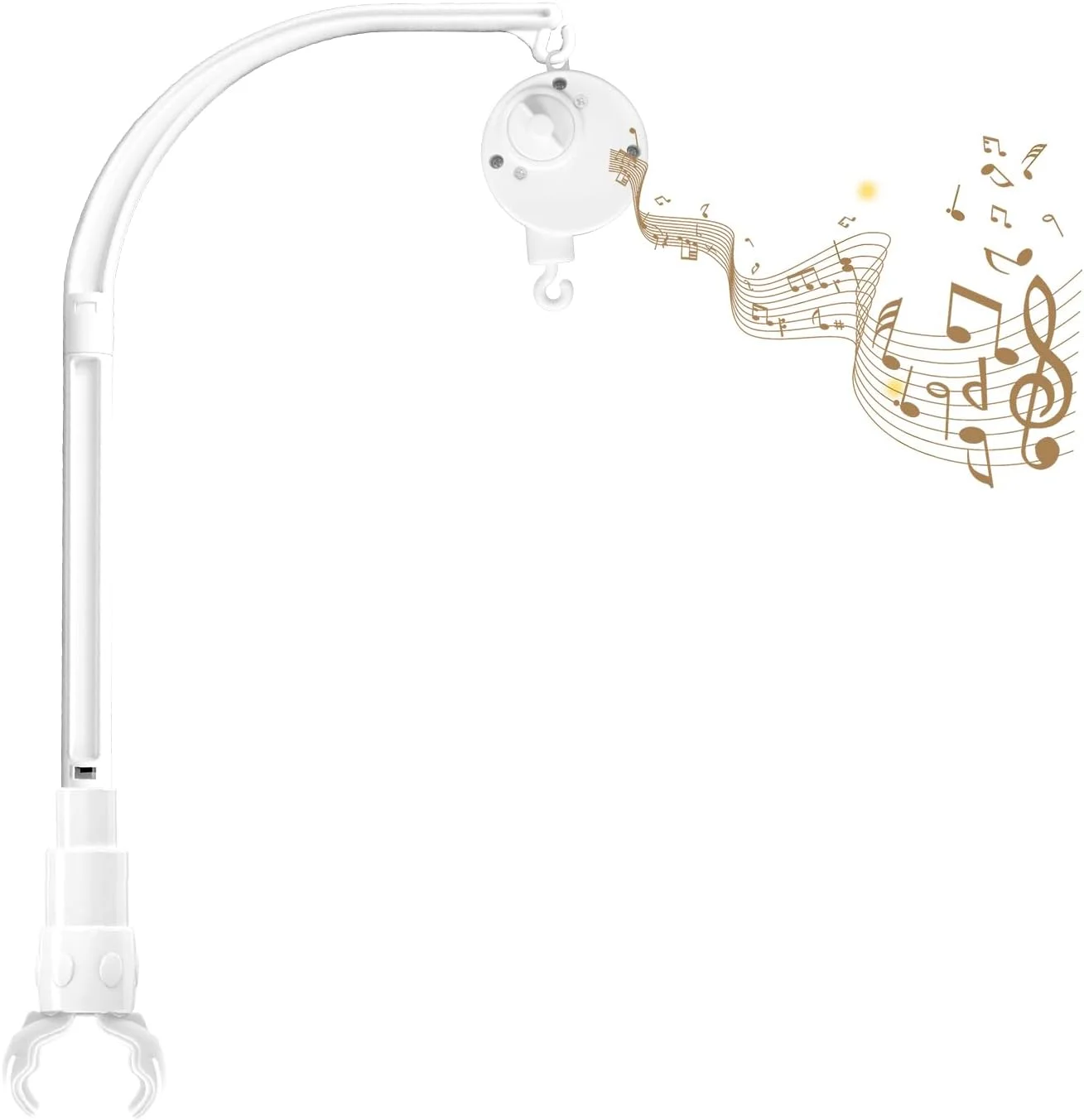 بازوی نگهدارنده آویز تخت نوزاد 23 اینچی، به همراه جعبه موزیکال، گیره قابل تنظیم با عرض متغیر - مناسب برای تزئین اسباب بازی های دست ساز