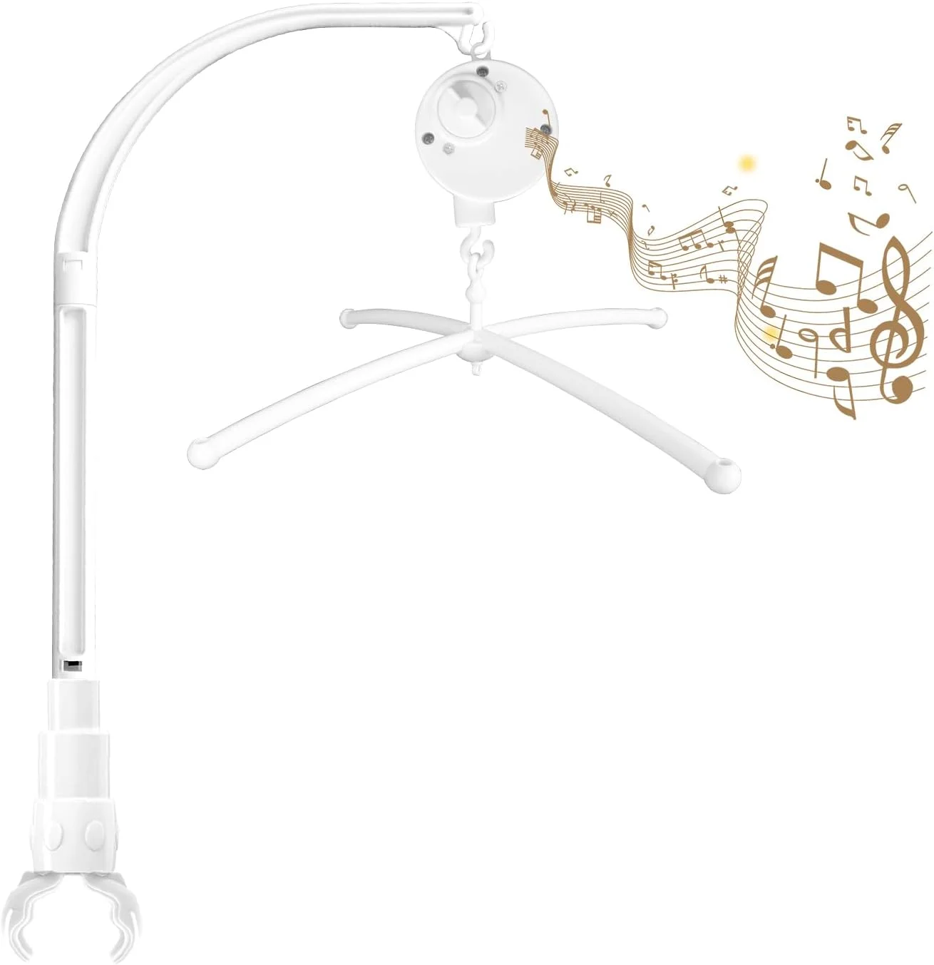 بازوی آویز تخت نوزاد با جعبه موزیکال، قسمت چنگکی با قابلیت تنظیم عرض، آویز تزئینی اتاق کودک، نگهدارنده گیره موبایل DIY - 58 سانتی متر