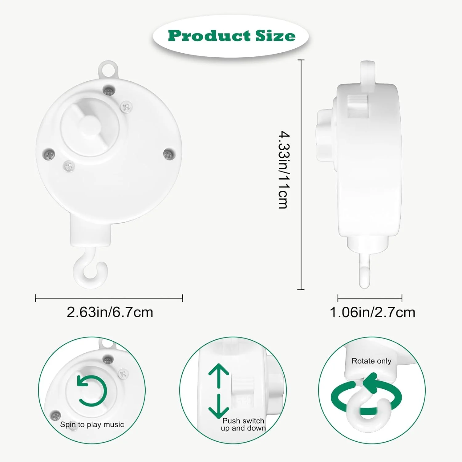 بازوی آویز تخت نوزاد با جعبه موزیکال، قسمت چنگکی با قابلیت تنظیم عرض، آویز تزئینی اتاق کودک، نگهدارنده گیره موبایل DIY - 58 سانتی متر