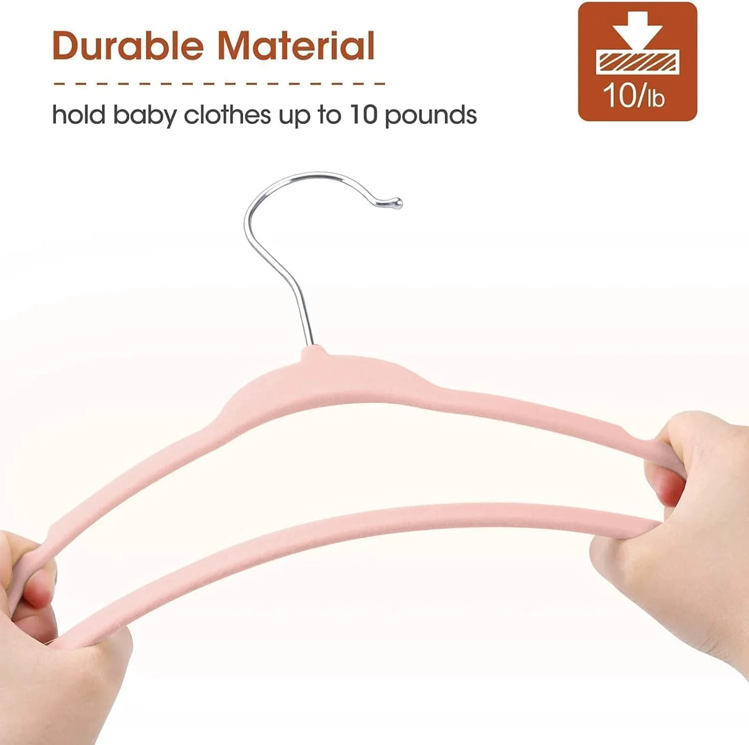 چوب لباسی مخملی بچه گانه Red Dot Gift بسته 10 عددی - چوب لباسی لباس کودک ضد لغزش، قلاب گردان کرومی 360 درجه (صورتی، 28 سانتی متر)