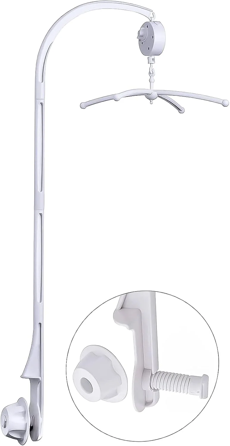 پایه آویز تخت نوزاد با قابلیت تنظیم ارتفاع 86 سانتی‌متری، پایه نگهدارنده جعبه موزیکال تخت نوزاد، بازوی آویز تزئینی چرخان، مجموعه میله تخت نوزاد با پیچ و مهره