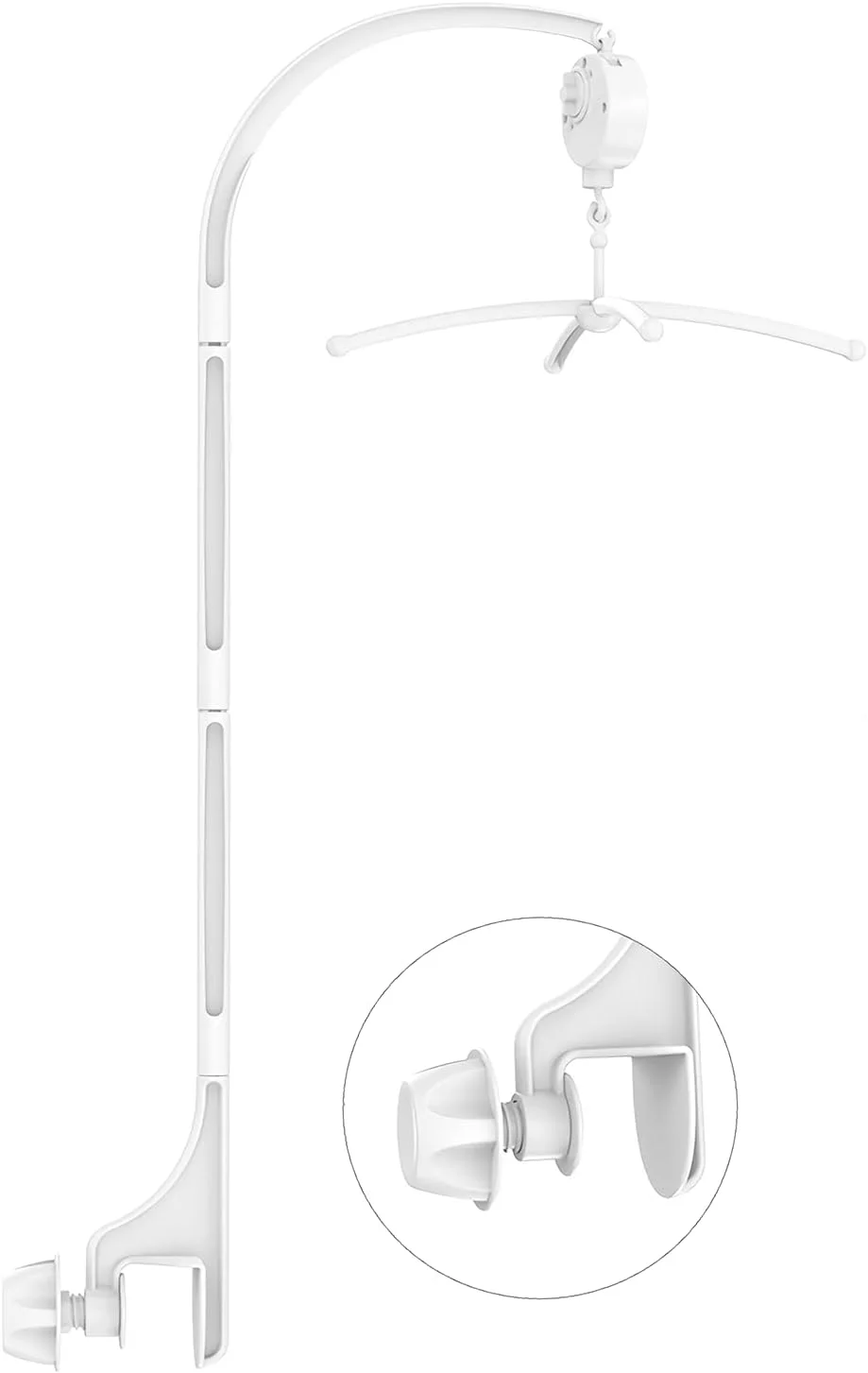 پایه آویز تخت نوزاد 84 سانتی‌متری به همراه جعبه موزیکال چرخشی، پایه قابل تنظیم تخت نوزاد به همراه پیچ و مهره، مناسب برای آویز وسایل تزیینی