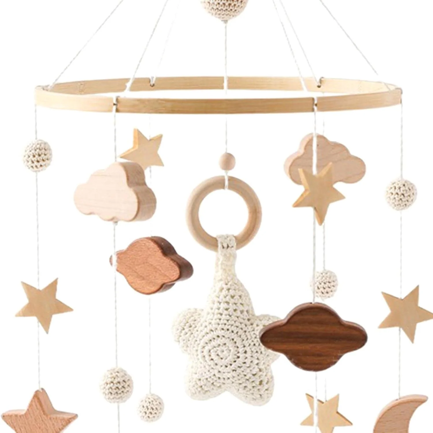 تزئین تخت نوزاد، آویز تخت کودک، اسباب بازی زنگ چوبی تخت برای نوزادان، اسباب بازی های آویز مونته سوری برای تخت، تزئین اتاق کودک