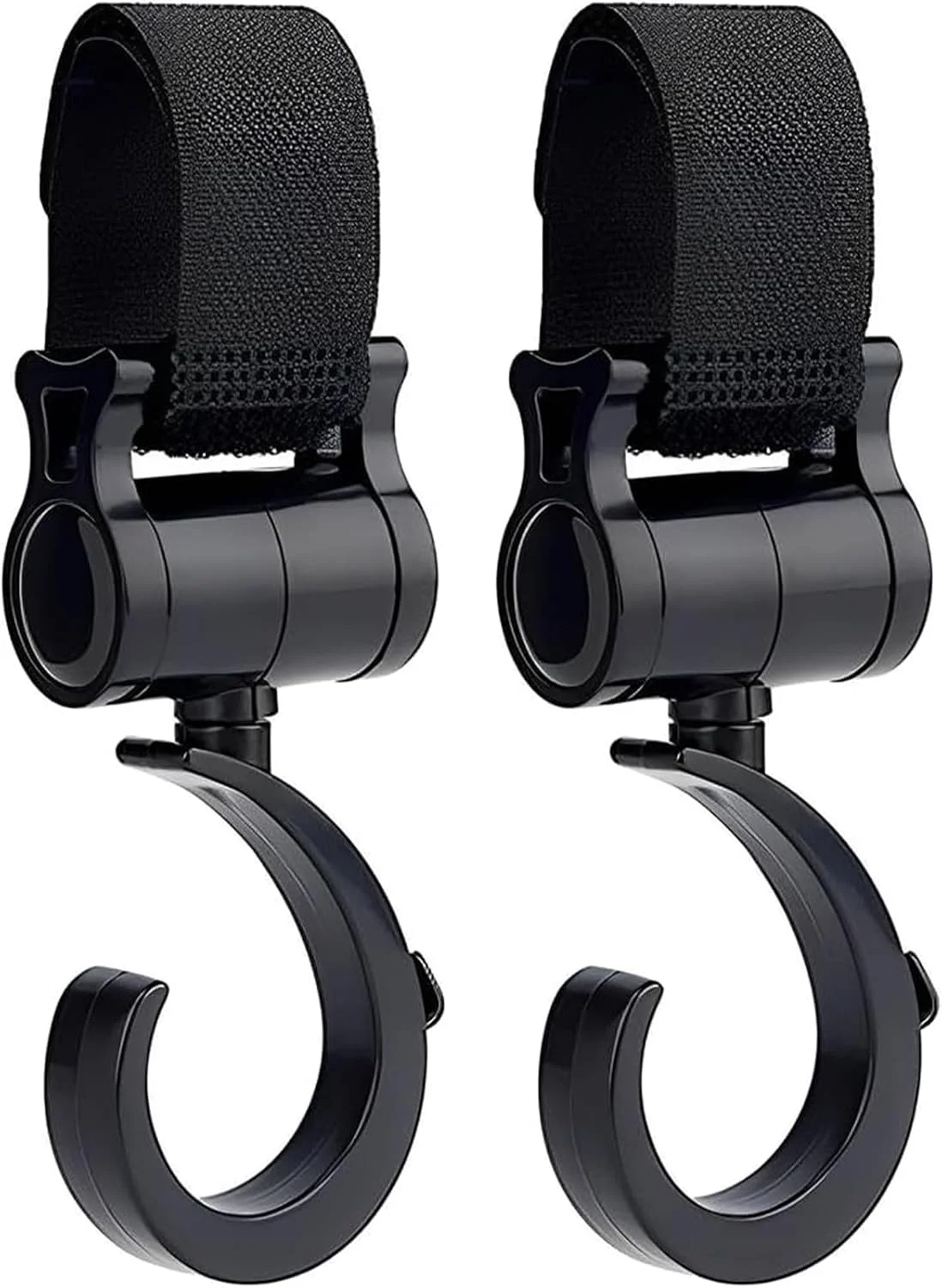 گیره های کالسکه 2 عددی، قلاب های کالسکه، گیره های کیف نوزاد، قلاب های چرخشی 360 درجه کالسکه کودک، کیف دستی خرید یا کیف تعویض نوزاد خود را با خیال راحت روی کالسکه خود آویزان کنید، مناسب برای همه