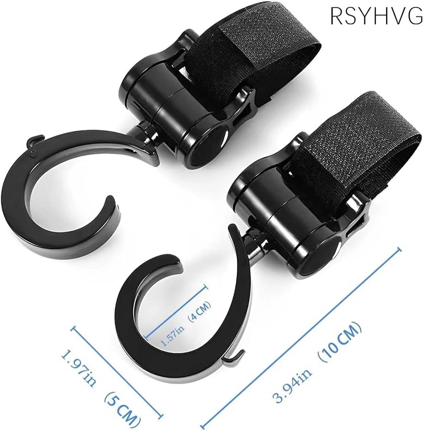 گیره های کالسکه 2 عددی، قلاب های کالسکه، گیره های کیف نوزاد، قلاب های چرخشی 360 درجه کالسکه کودک، کیف دستی خرید یا کیف تعویض نوزاد خود را با خیال راحت روی کالسکه خود آویزان کنید، مناسب برای همه