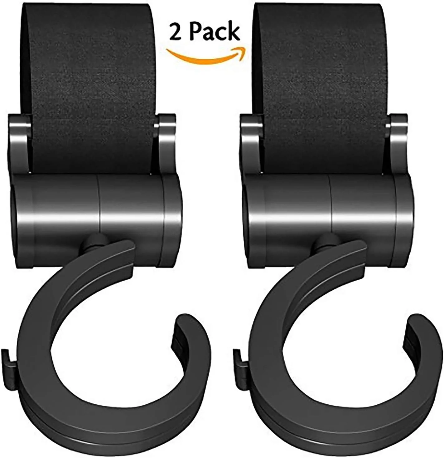 قلاب‌های کالسکه سانونو با قابلیت چرخش 360 درجه، بند چسبی قابل تنظیم، قلاب‌های چند منظوره و جهانی برای همه کالسکه‌ها و چرخ دستی‌های خرید، 2 عدد در بسته، مناسب برای حمل کیف لوازم کودک، مشکی