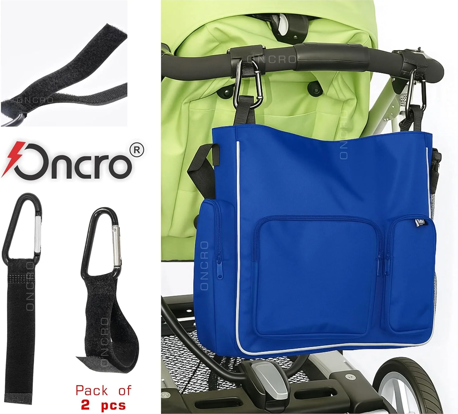 ست ۲ عددی قلاب کارابین کیف لوازم جانبی کالسکه گیره دوچرخه فلزی چسبی گیره کالسکه نگهدارنده جهانی سبد خرید کودک ایمن طراحی رهاسازی سریع قابل تنظیم راه حل ذخیره سازی قوی و بادوام