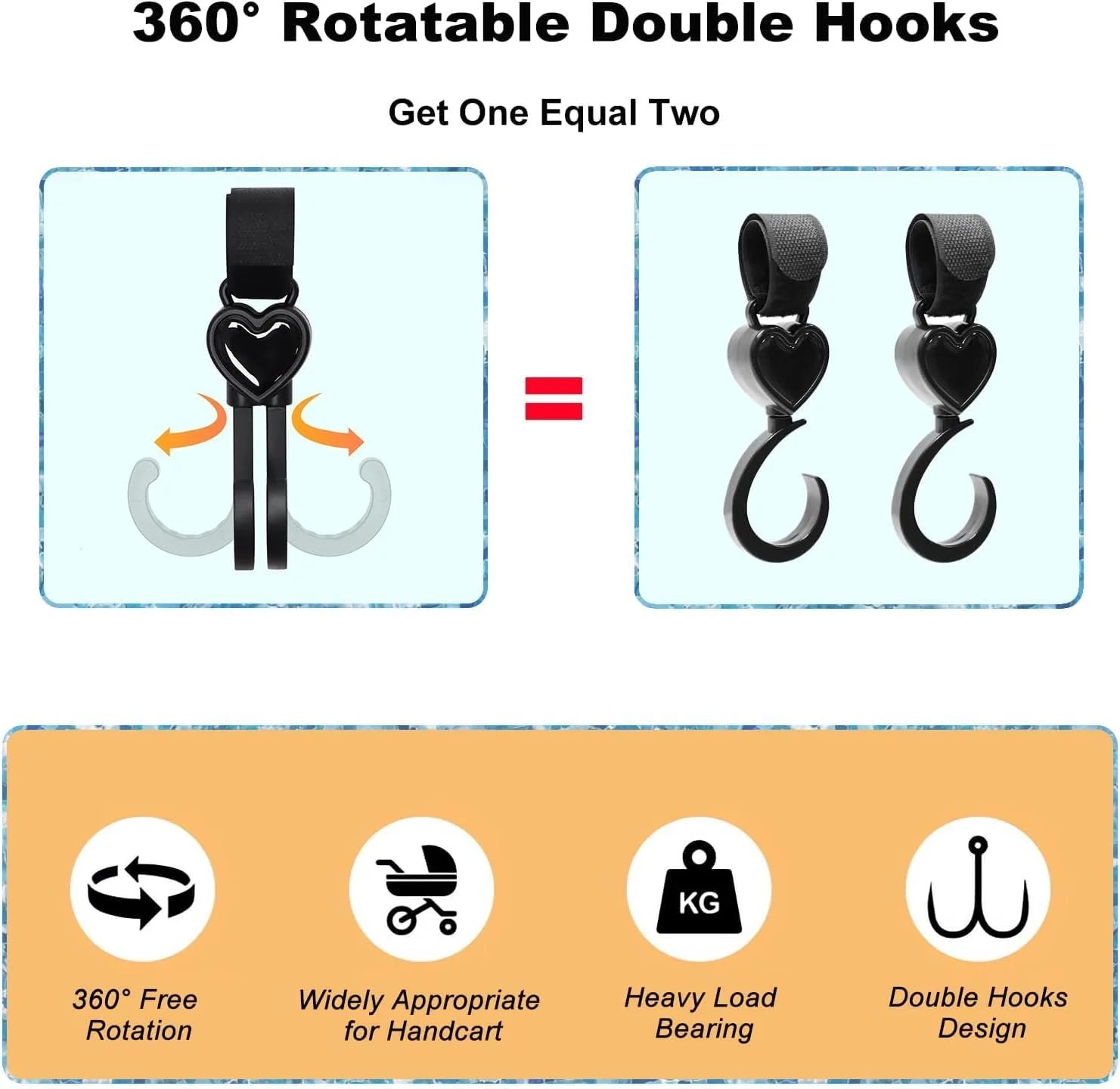 گیره های کالسکه، لوازم جانبی جهانی برای کیف های خرید، گیره های باگی برای کالسکه، کیف دستی، کیف تعویض، گیره های کالسکه برای کیف ها، سازمان دهنده گیره های کالسکه برای کیف های تعویض نوزاد (بسته 6 عددی)