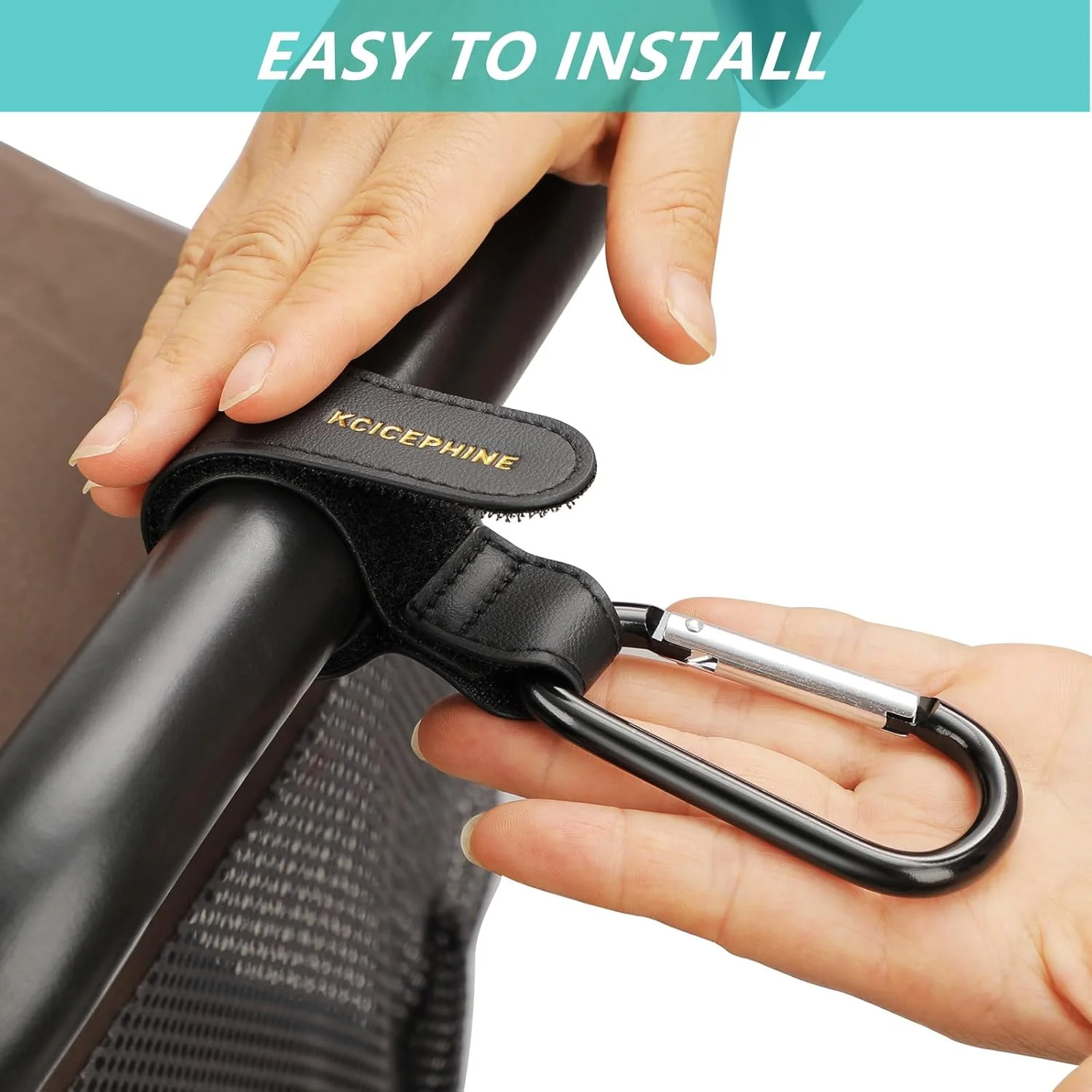 بسته چهارتایی گیره قلاب کالسکه بچه جهانی برای آویزان کردن کیف و خرید، لوازم جانبی بند کالسکه مناسب برای Uppababy، Babyzen Yoyo، Britax، Bugaboo، Bob، Buggy، سبد خرید (مشکی)