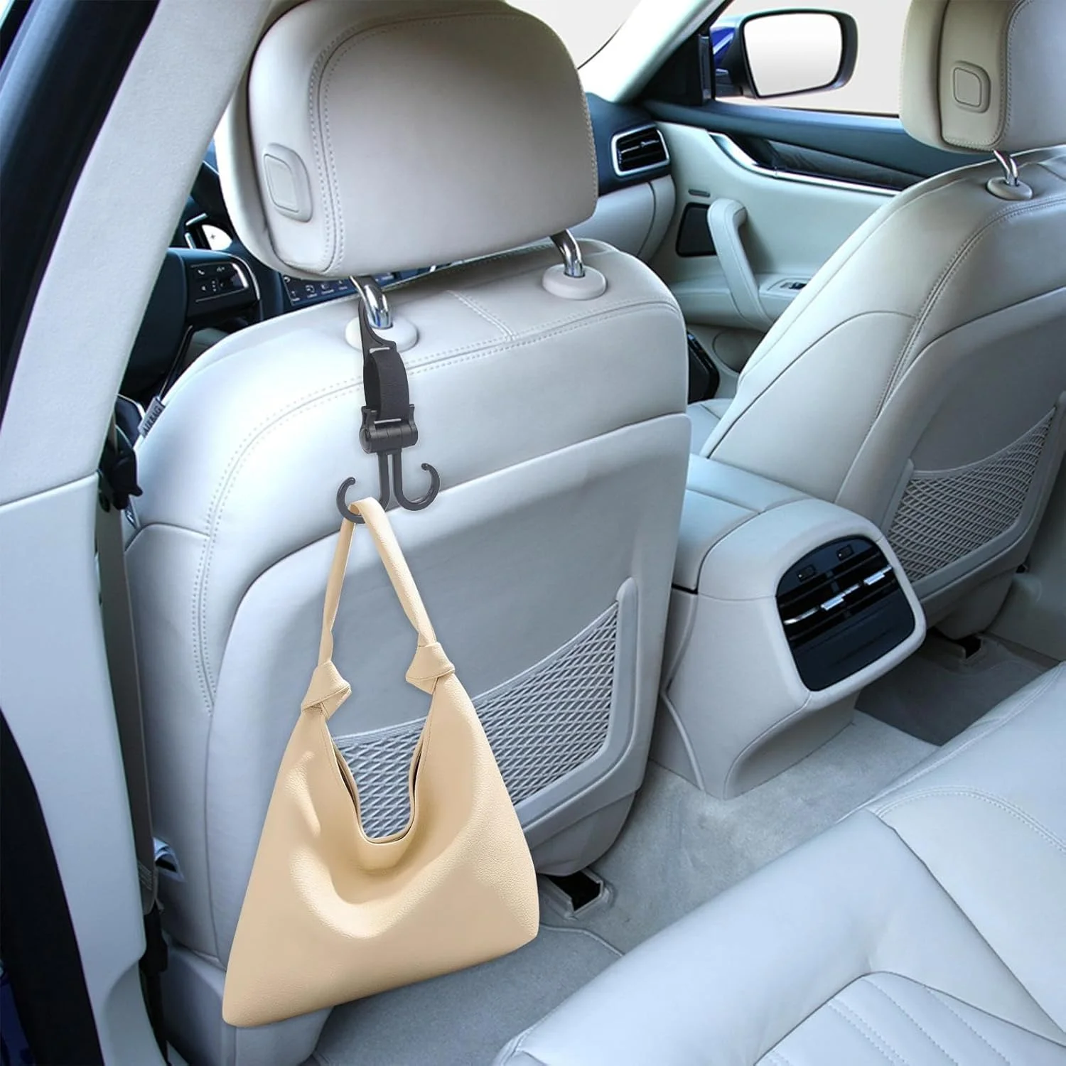 آویزهای کالسکه برای کیف - آویز سازمان دهنده کیف لوازم کودک کالسکه، آویزهای دوتایی ضد لغزش چرخان سازمان دهنده پشتی صندلی لوازم جانبی خودرو برای خرید ویلچر