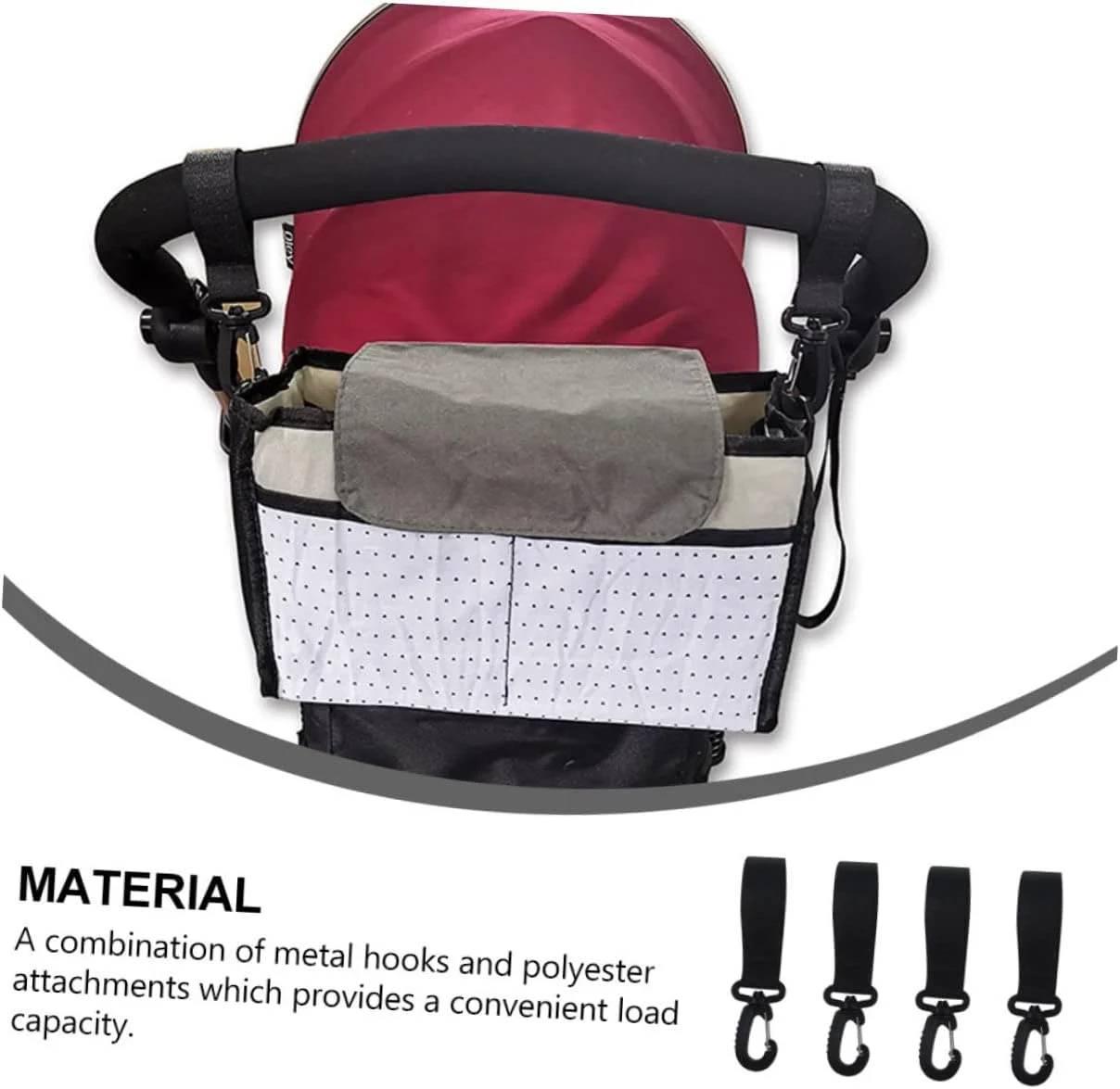 ۴ جفت قلاب چرخشی کالسکه، آویز کالسکه بادوام برای نگهداری راحت در کالسکه‌های مخصوص دویدن، طراحی چسبندگی قوی