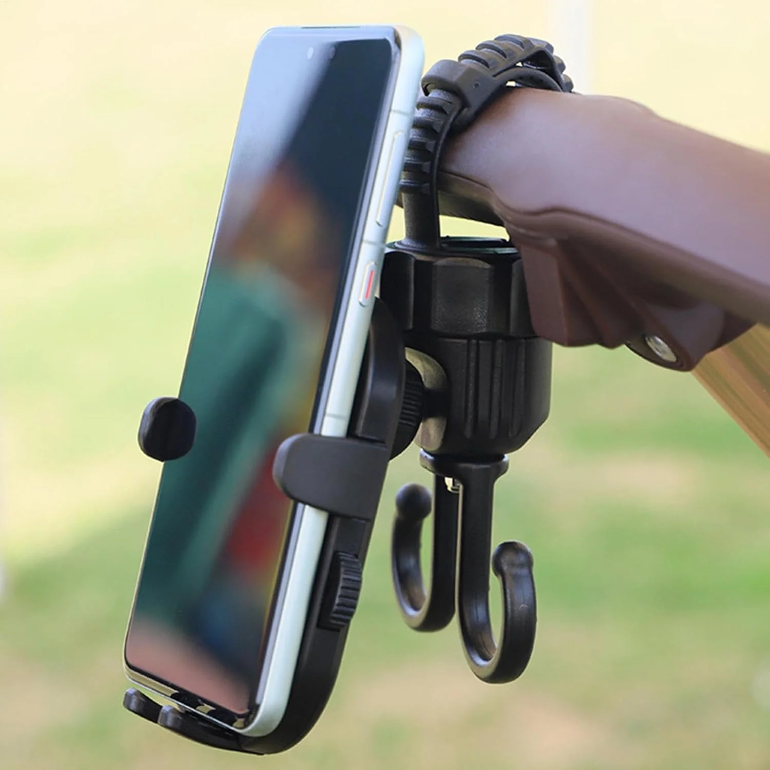 نگهدارنده تلفن همراه کالسکه - آویز کالسکه قابل حمل، پایه نگهدارنده گوشی هوشمند 2 در 1، قلاب کیف برای چرخ دستی خرید