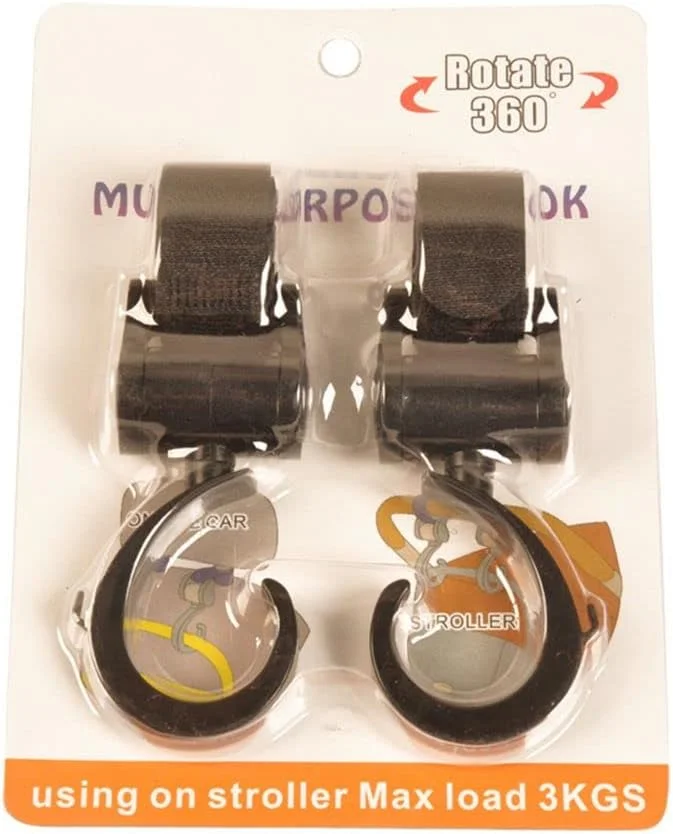 2 عدد ارگانایزر ویلچر، قلاب صندلی ماشین کودک، آویز چرخشی 360 درجه کودک، قلاب کیف کالسکه، قلاب کالسکه کودک، قلاب پرام