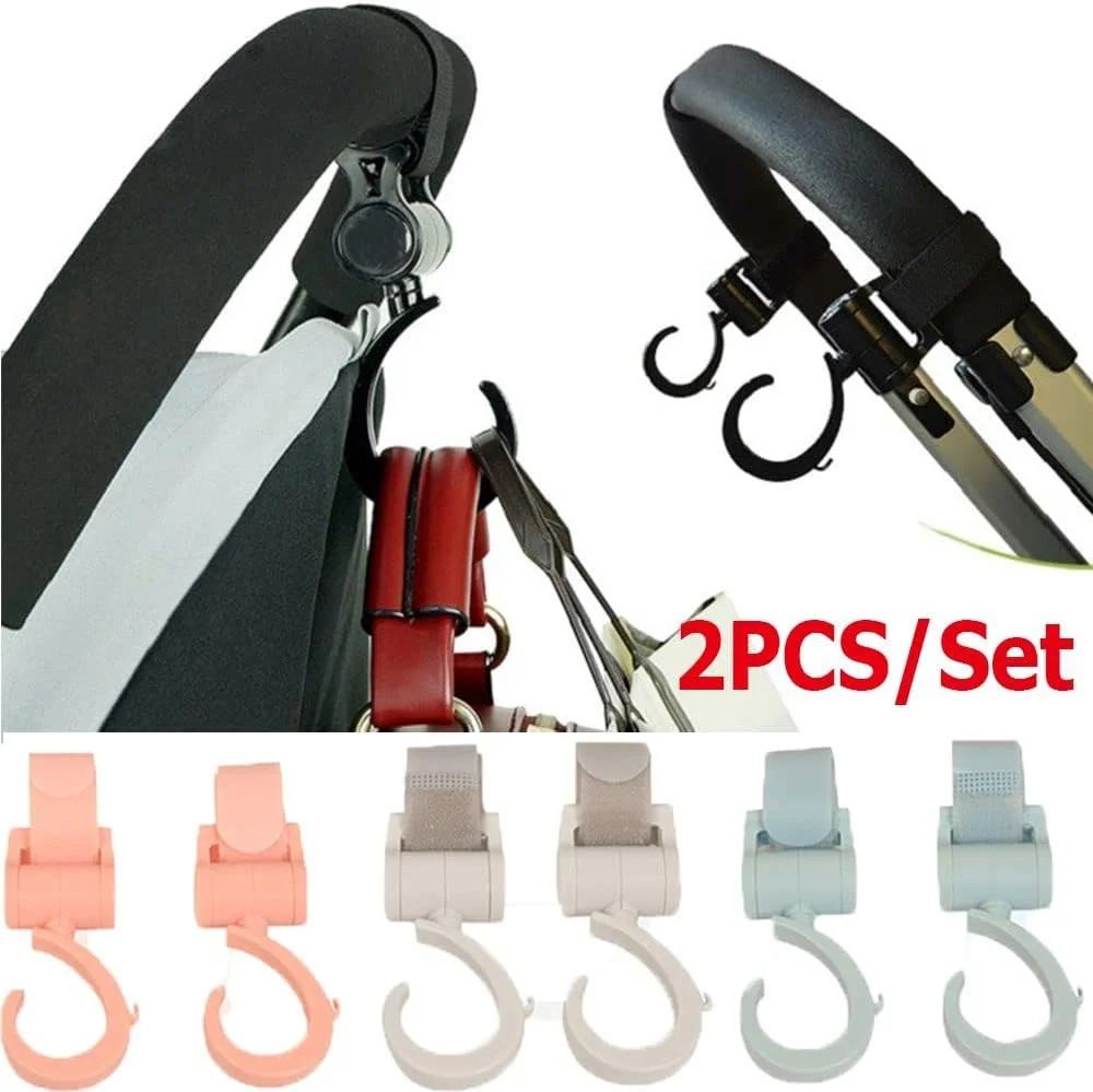 2 عدد ارگانایزر ویلچر، قلاب صندلی ماشین کودک، آویز چرخشی 360 درجه کودک، قلاب کیف کالسکه، قلاب کالسکه کودک، قلاب پرام