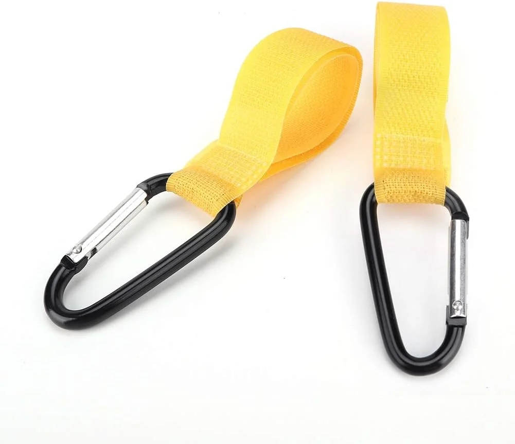 ۱۰ عدد قلاب کالسکه، قلاب های چند منظوره، آویز کیف لوازم کودک، کیف دستی، مواد غذایی، کیسه های خرید (زرد)